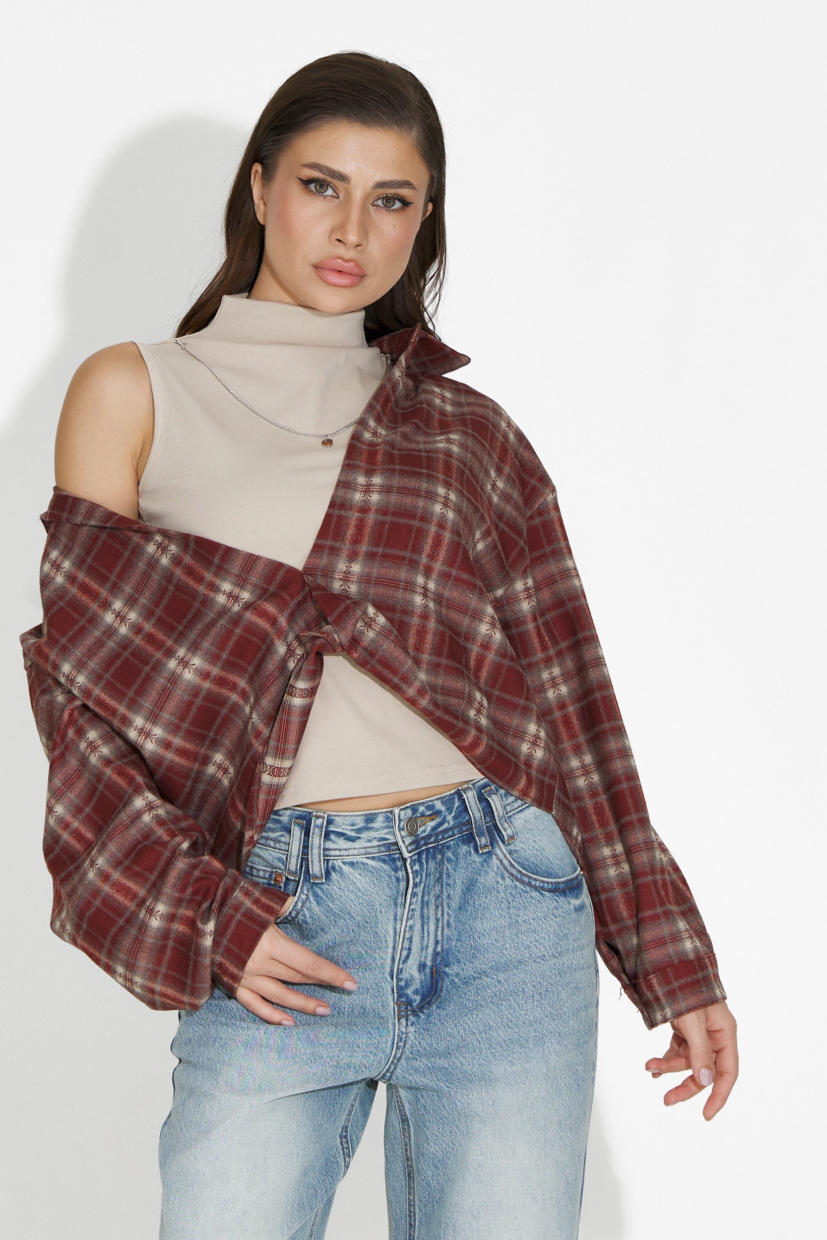 Noielia Bogas női ing és bordó top szett