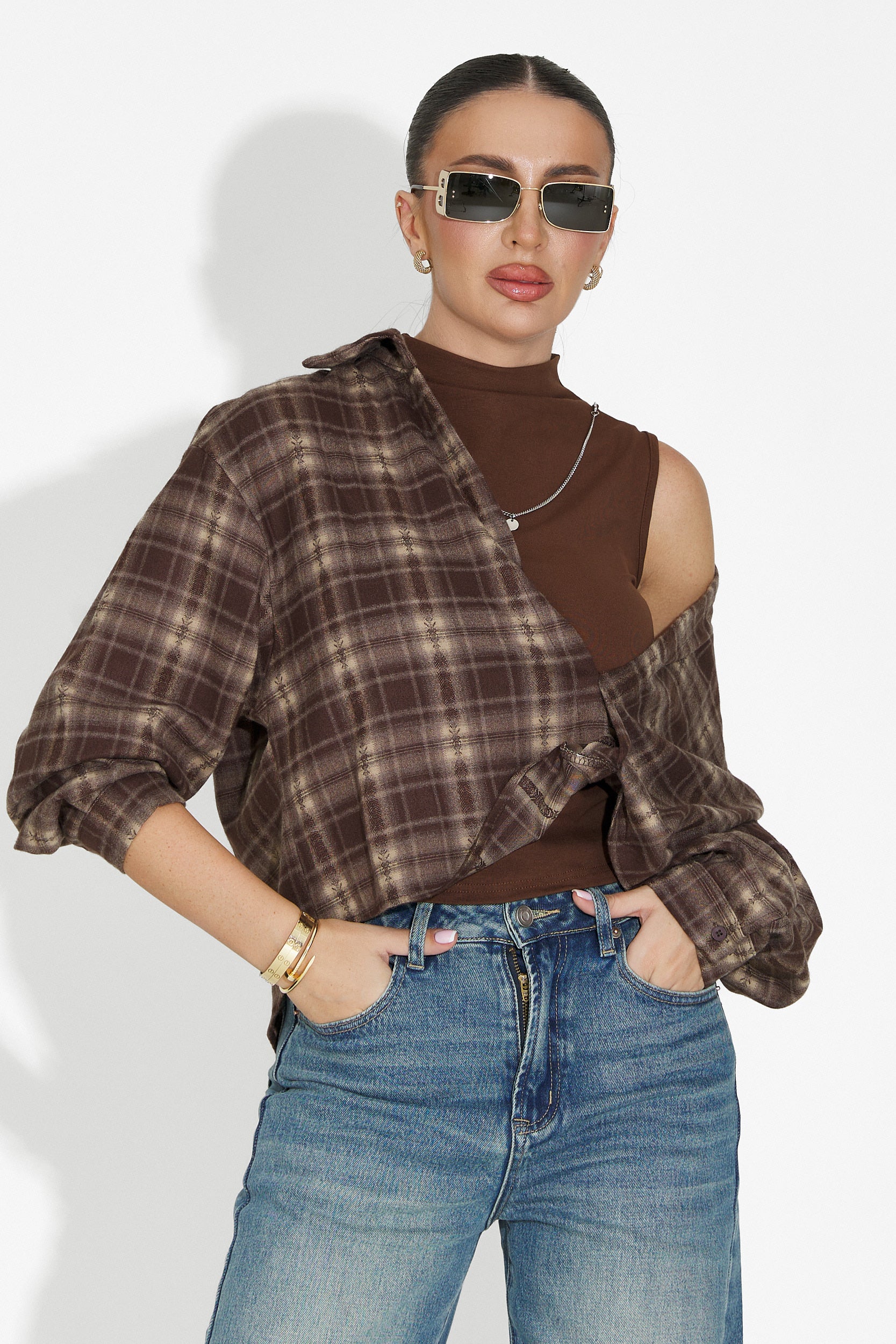 Noielia Bogas női ing szett + barna top