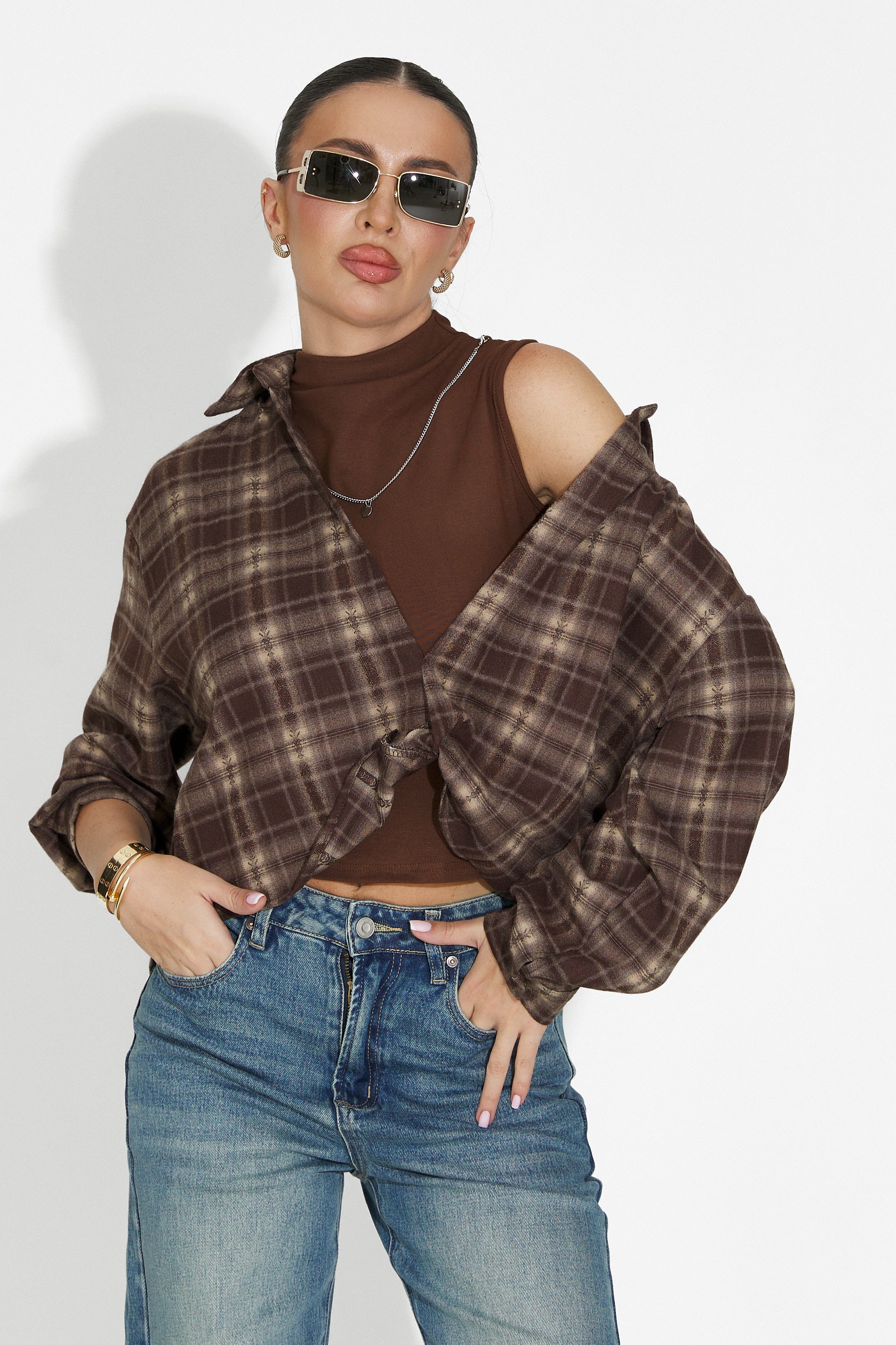 Noielia Bogas női ing szett + barna top