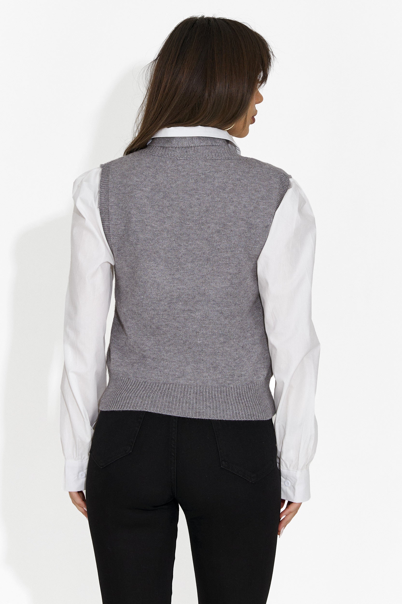 Női szett 3 darabos ing + mellény + nyakkendő szürke Ofeliana Bogas