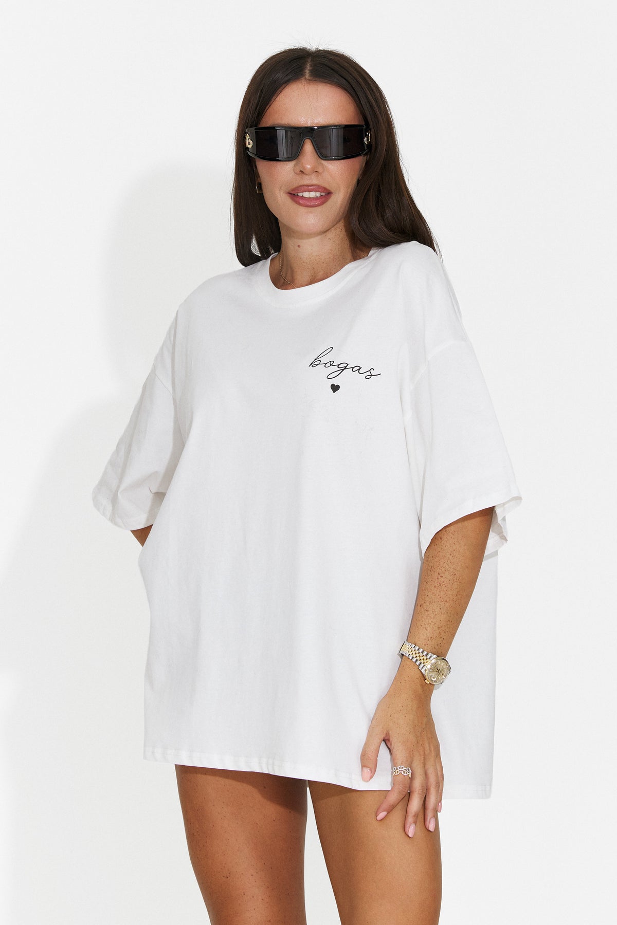 Tricou casual alb Favoneia Bogas