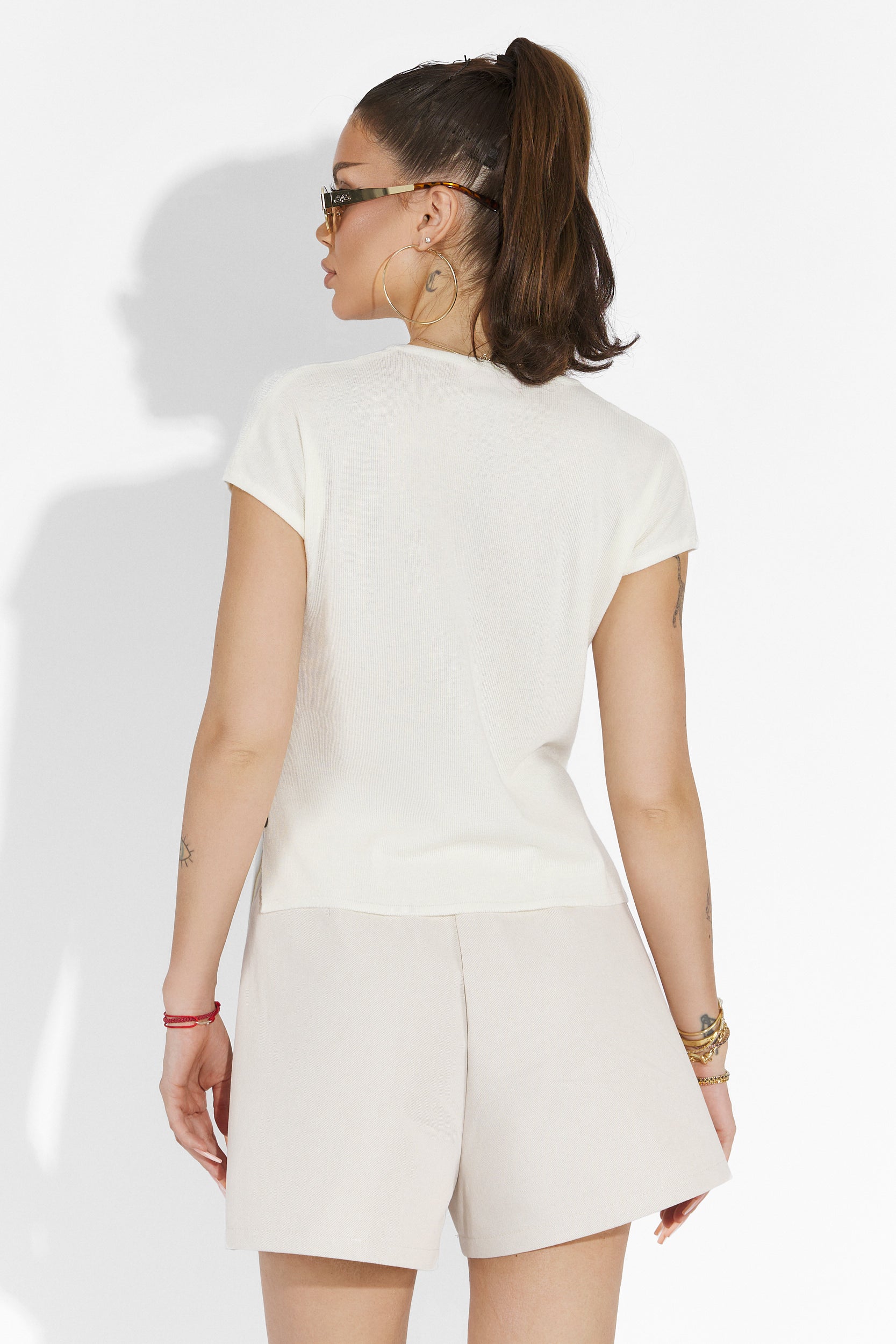 Denisha Bogas Fehér Hétköznapi Női Póló