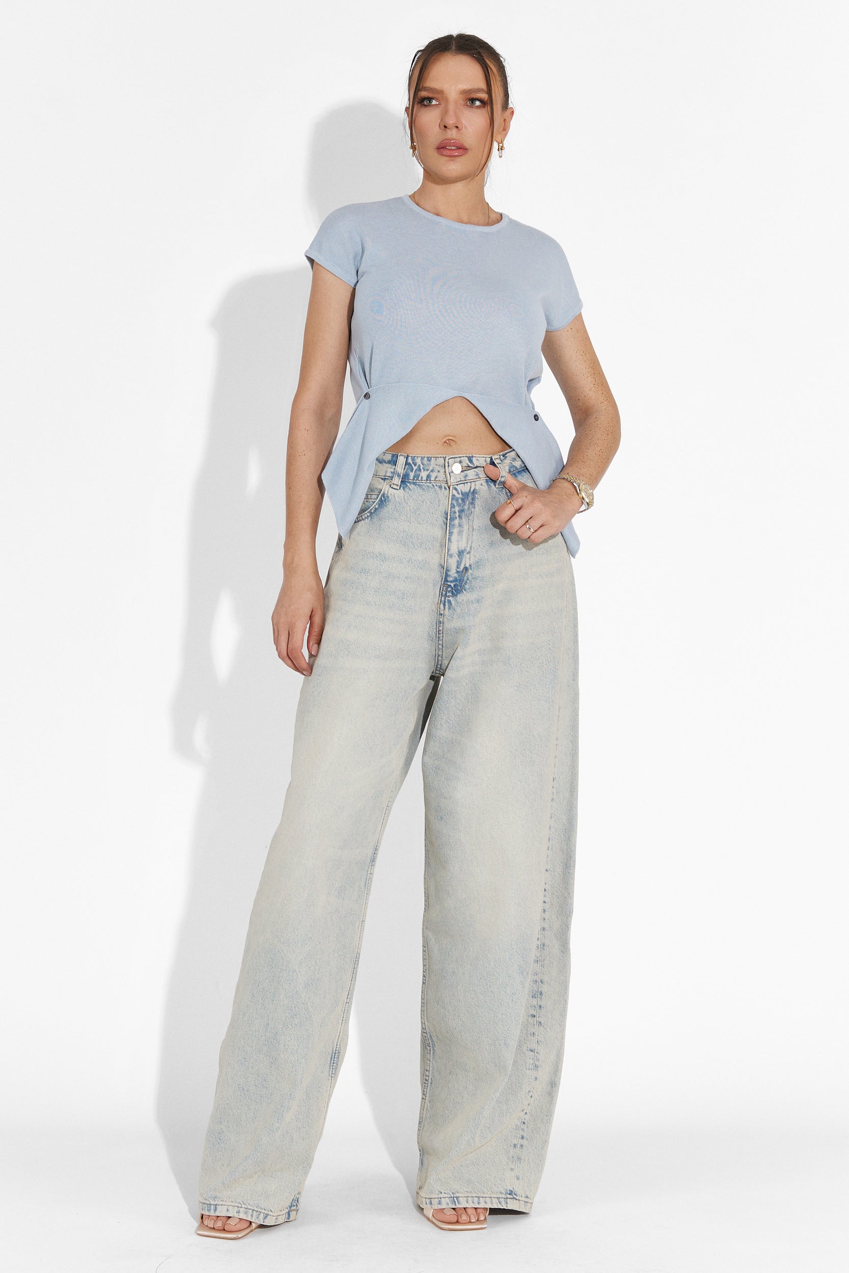 Denisha Bogas Kék Női Hétköznapi Póló