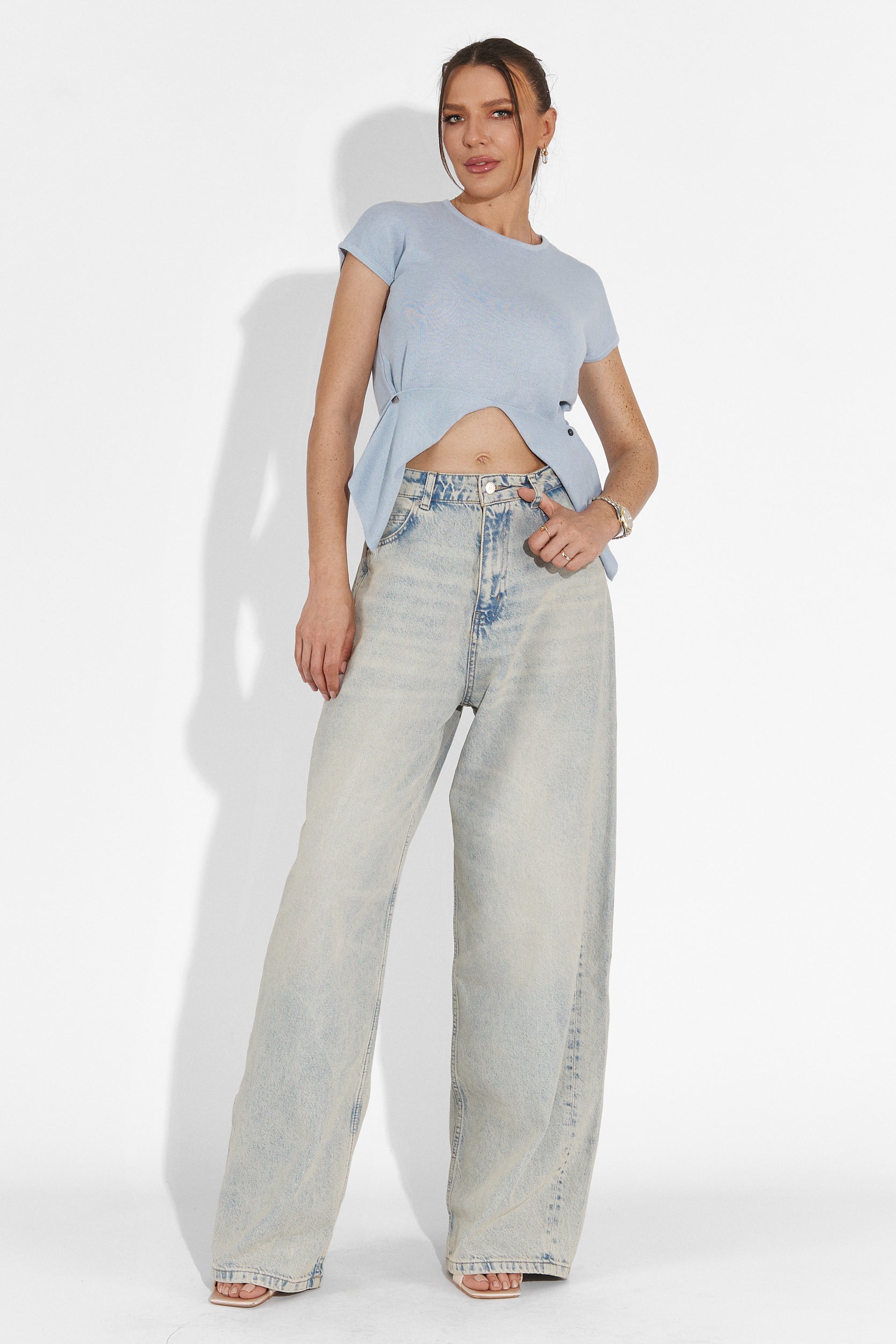 Denisha Bogas Kék Női Hétköznapi Póló