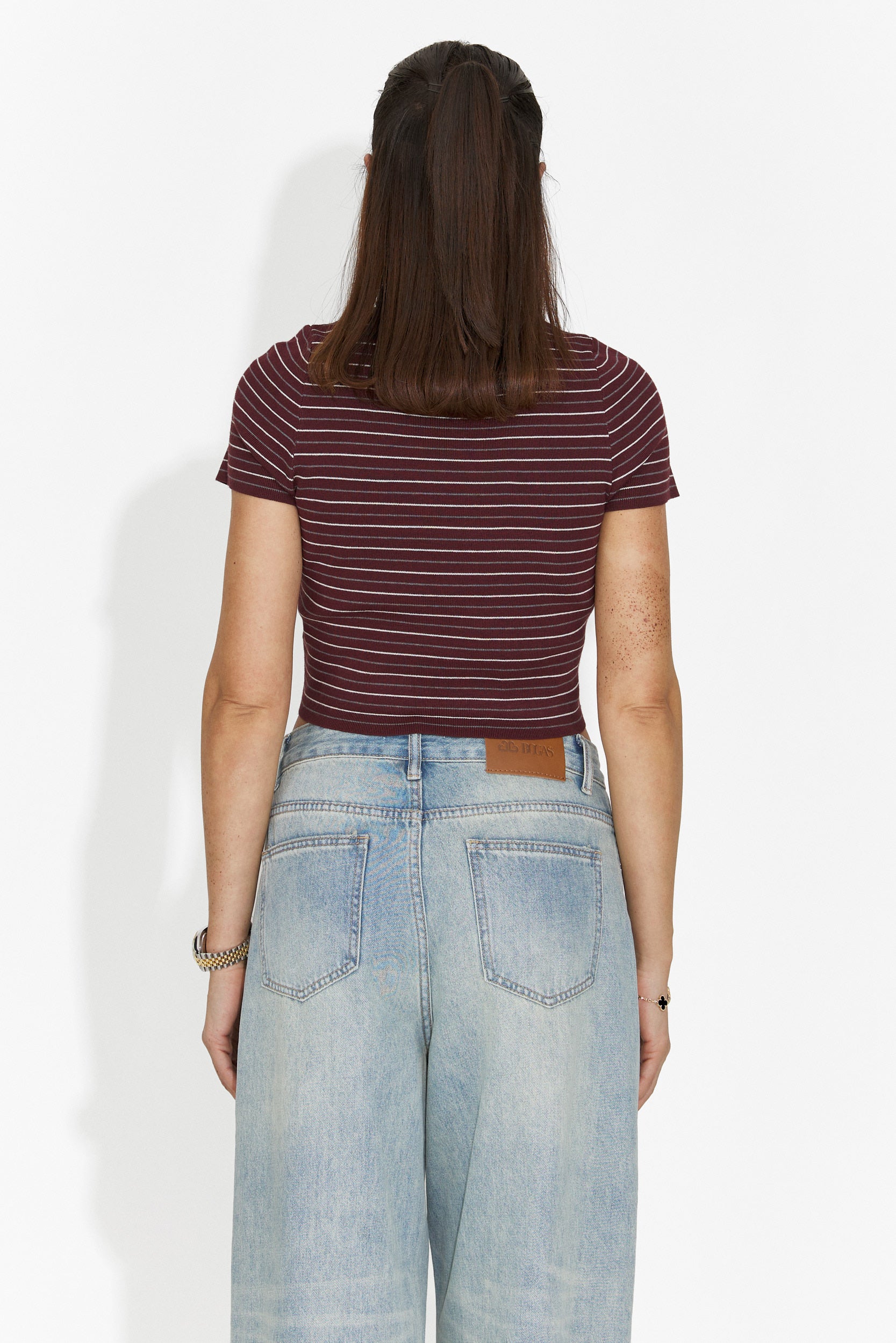 Női hétköznapi bordó póló Hainie Bogas