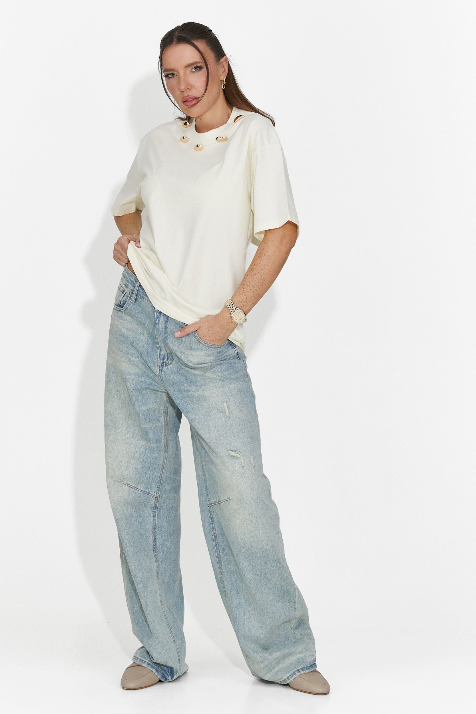 Női sárga, hétköznapi póló Cristelia Bogas