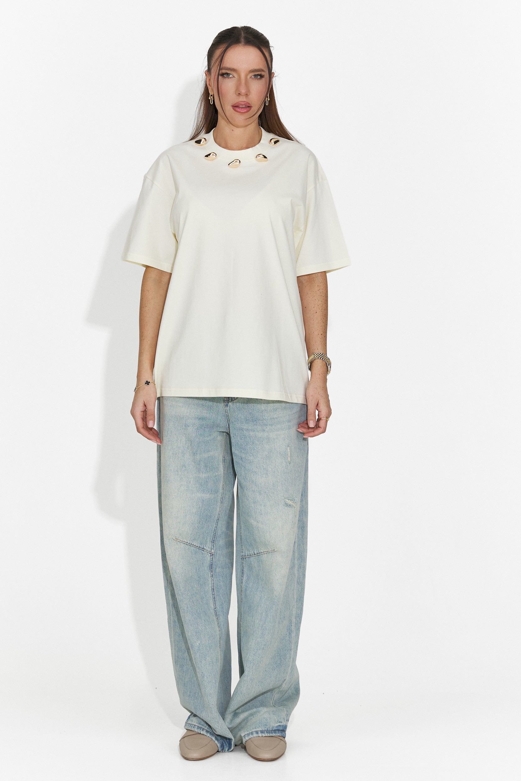 Női sárga, hétköznapi póló Cristelia Bogas