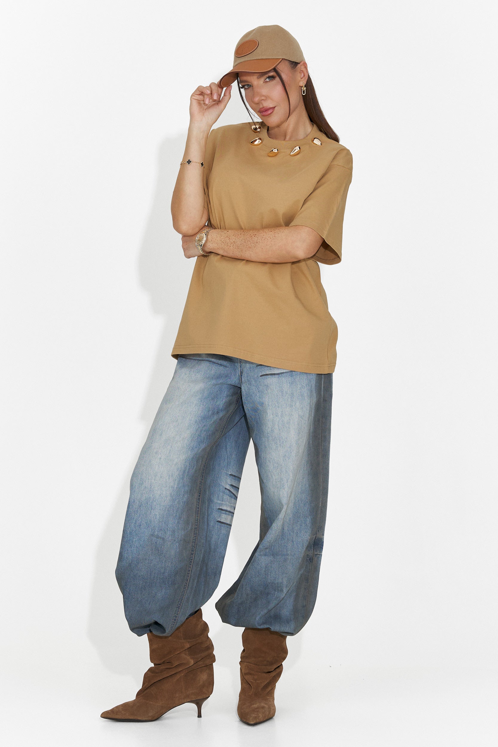 Női barna hétköznapi póló Cristelia Bogas