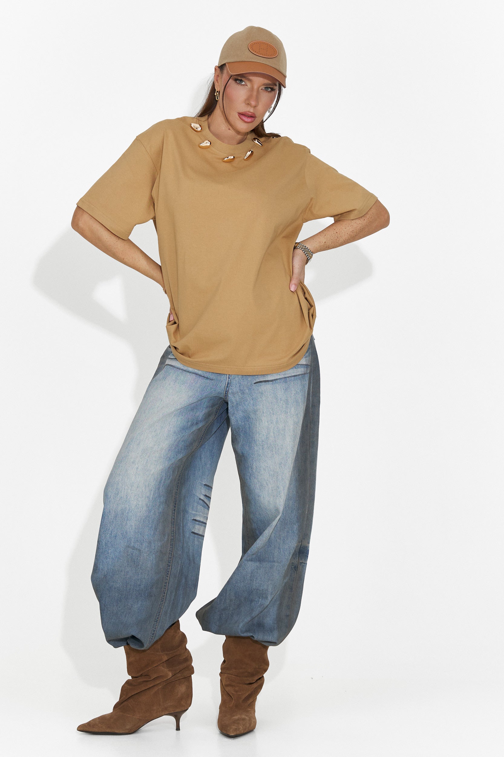 Női barna hétköznapi póló Cristelia Bogas