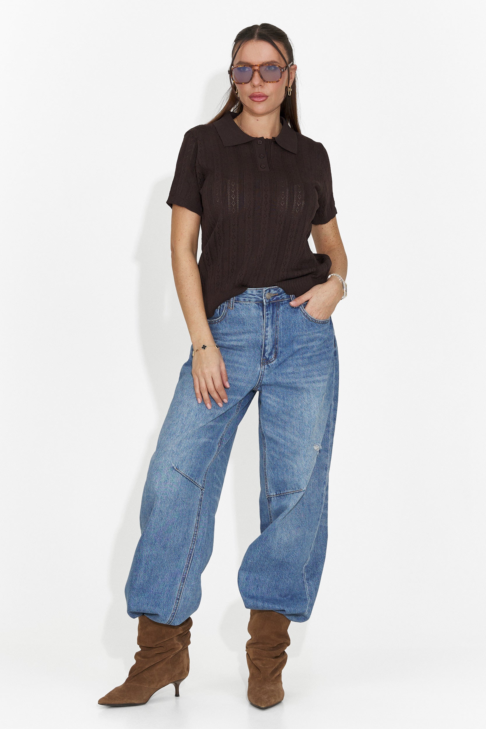 Nerida Bogas Barna Női Hétköznapi Póló