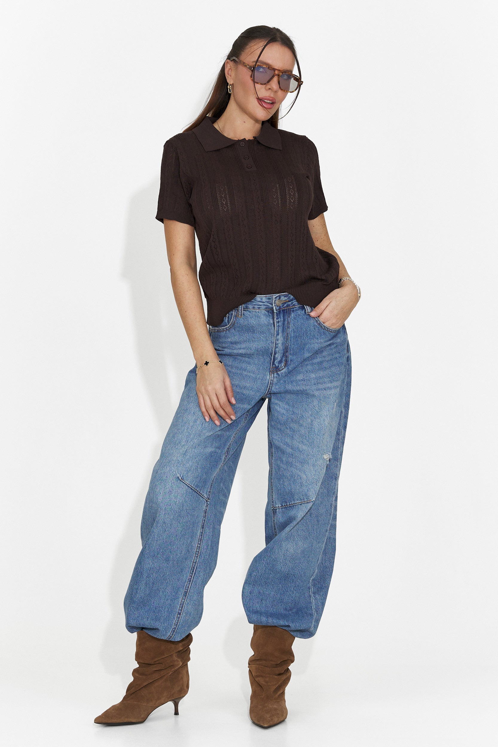 Nerida Bogas Barna Női Hétköznapi Póló