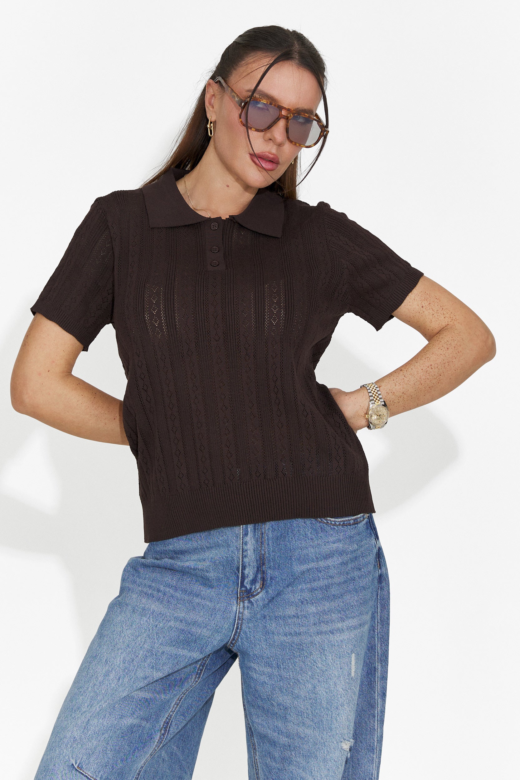 Nerida Bogas Barna Női Hétköznapi Póló