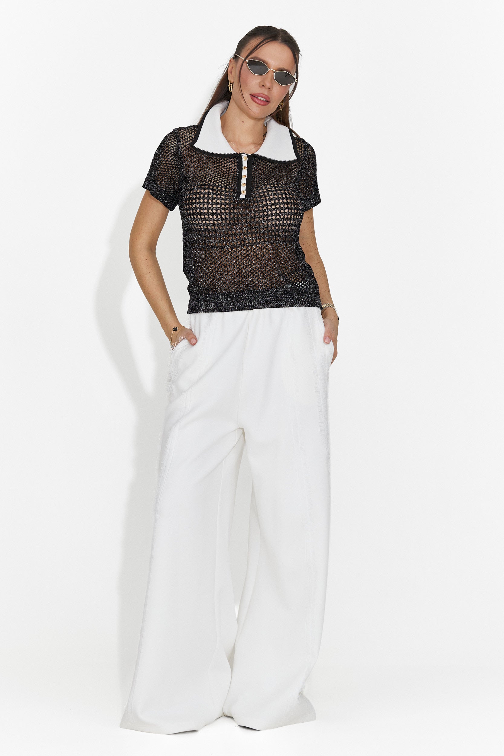 Női fekete, hétköznapi póló Raluka Bogas