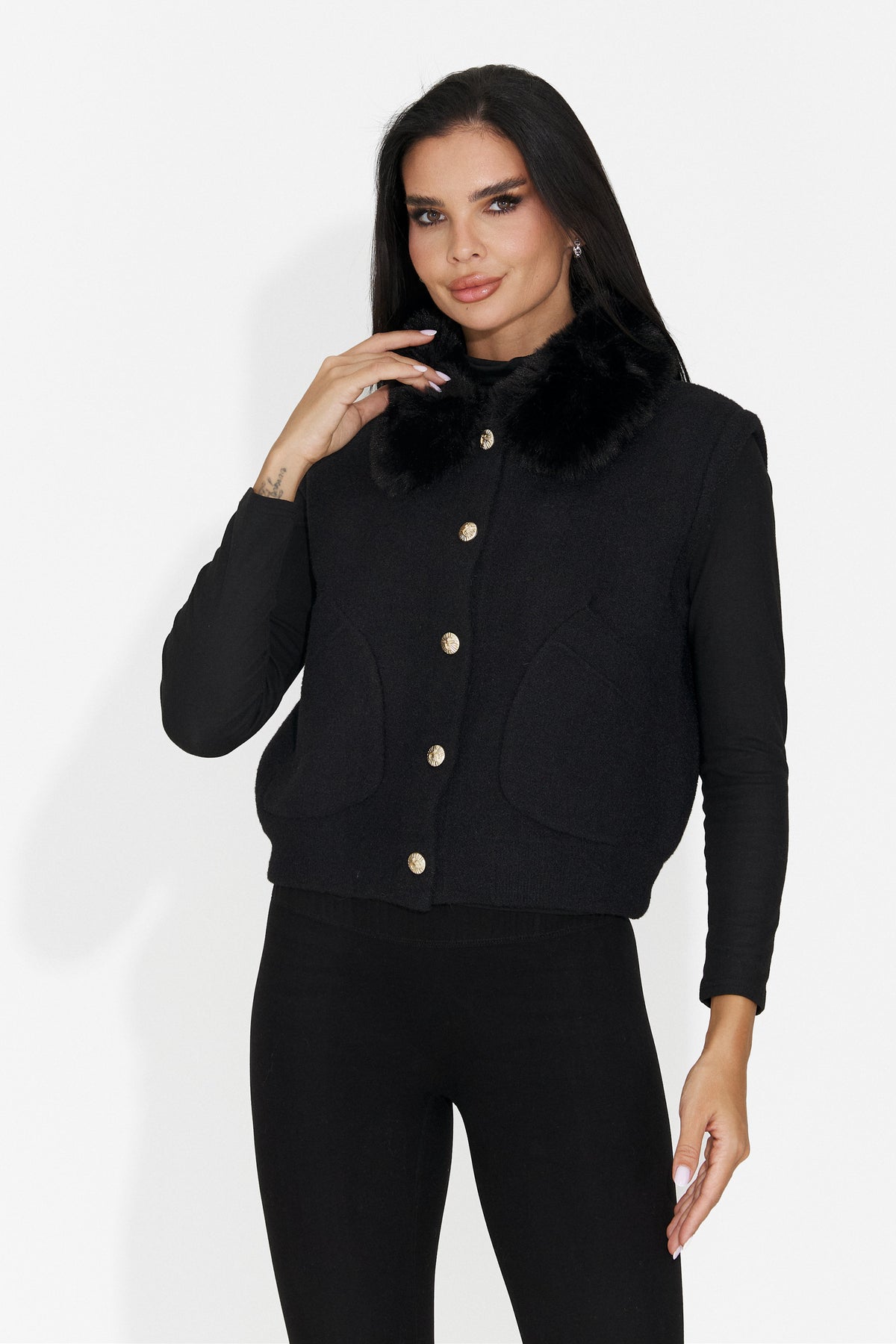 Vesta casual neagra Chocesia Bogas