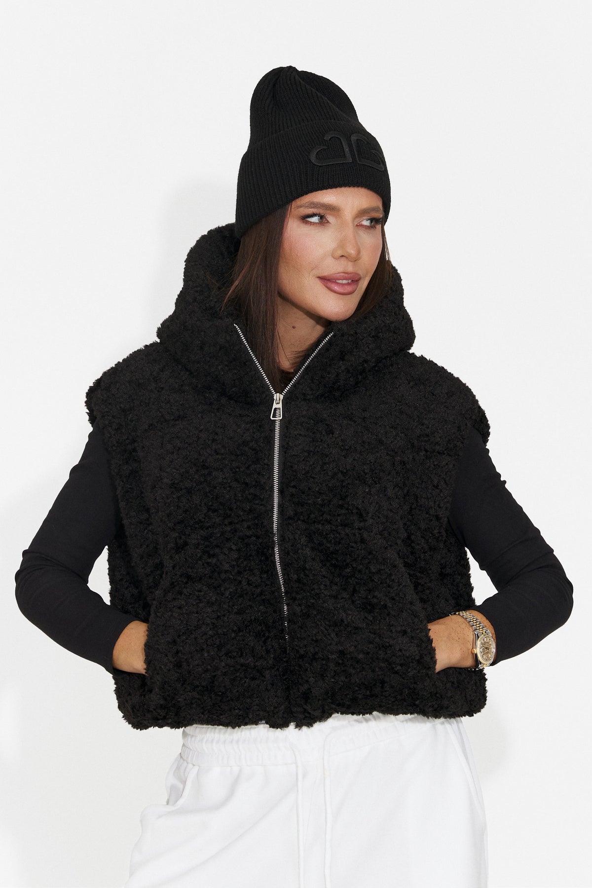 Vesta casual neagra Lalaeina Bogas