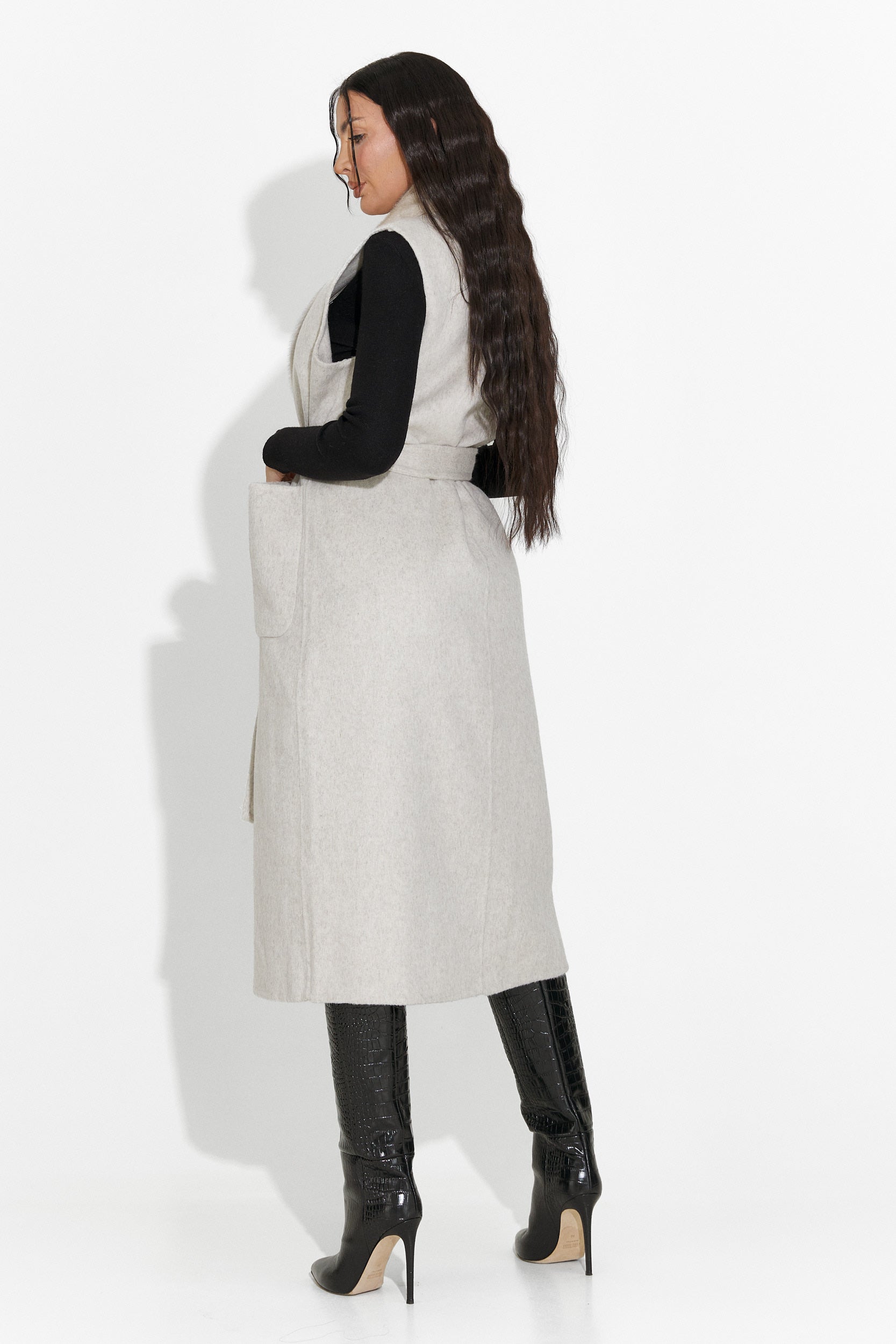 Elegáns női mellény bézs Brania Bogas