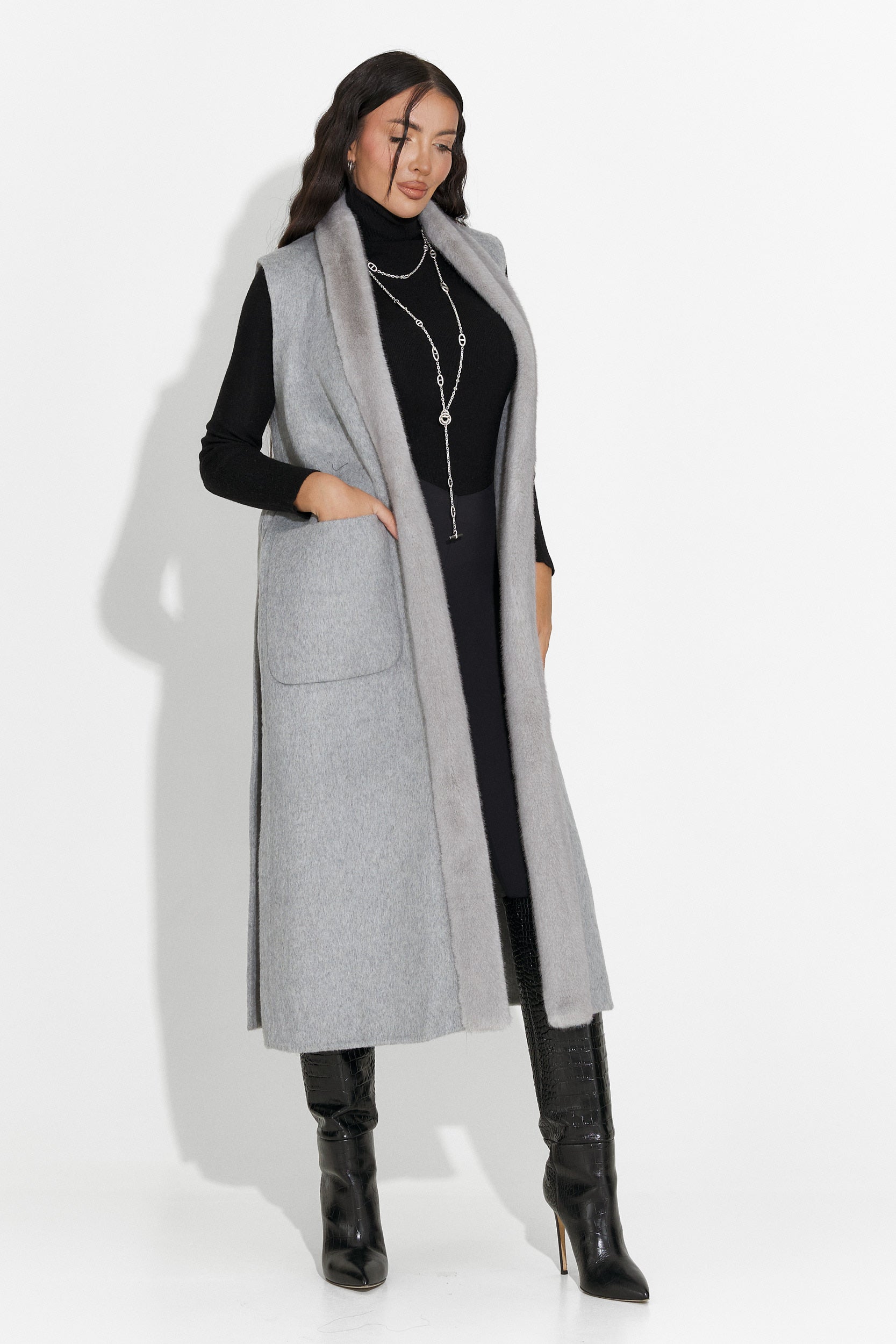 Elegáns női mellény szürke Brania Bogas