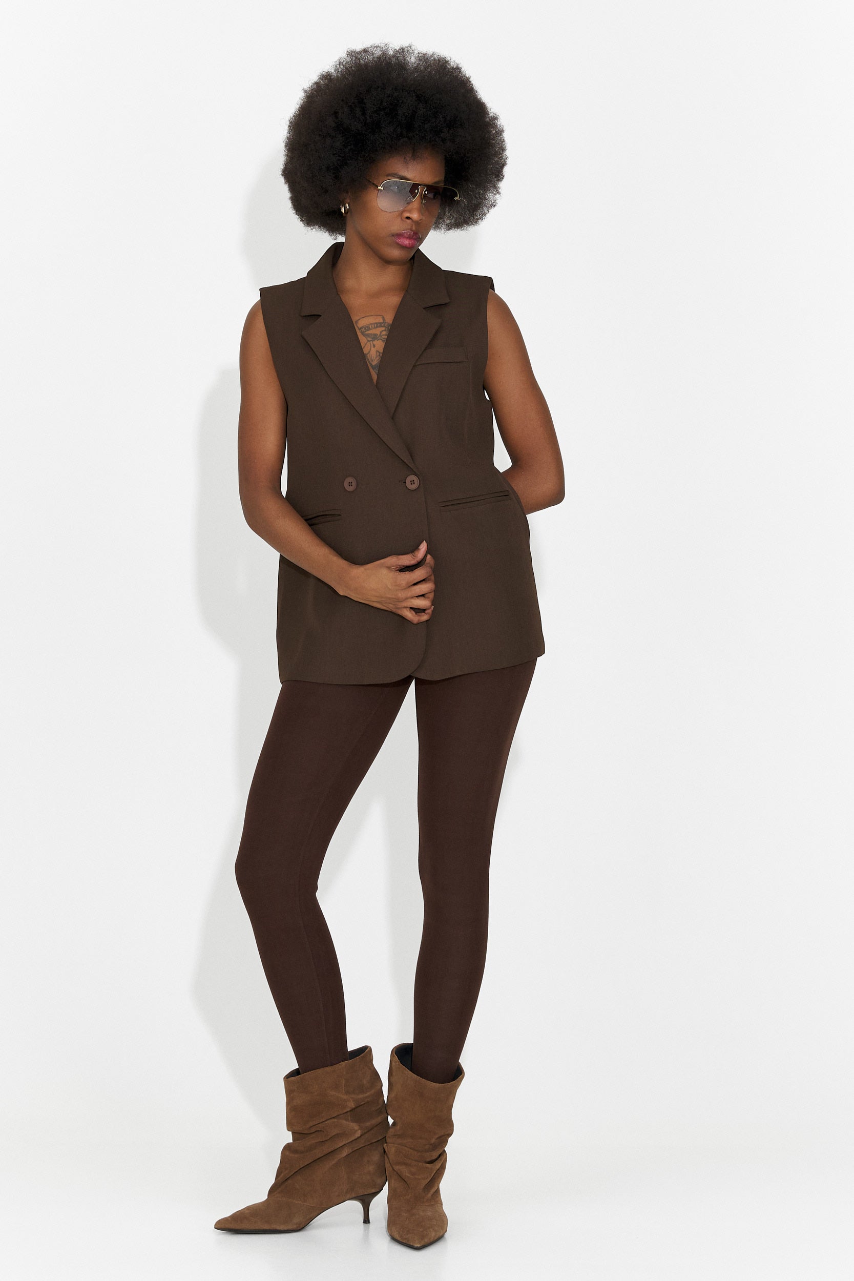 Elegáns női mellény barna Meghan Bogas