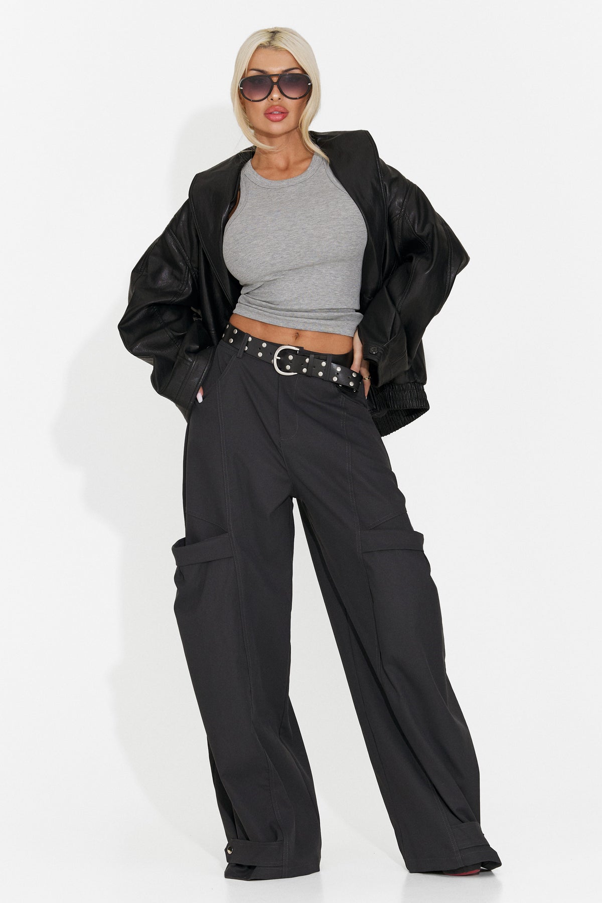 Pantaloni dama casual gri inchis Orary Bogas