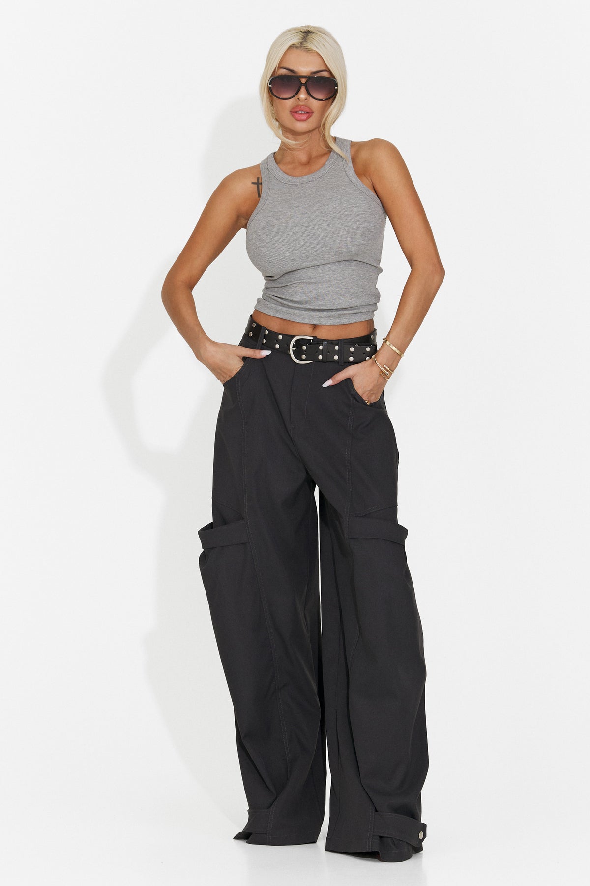 Pantaloni dama casual gri inchis Orary Bogas