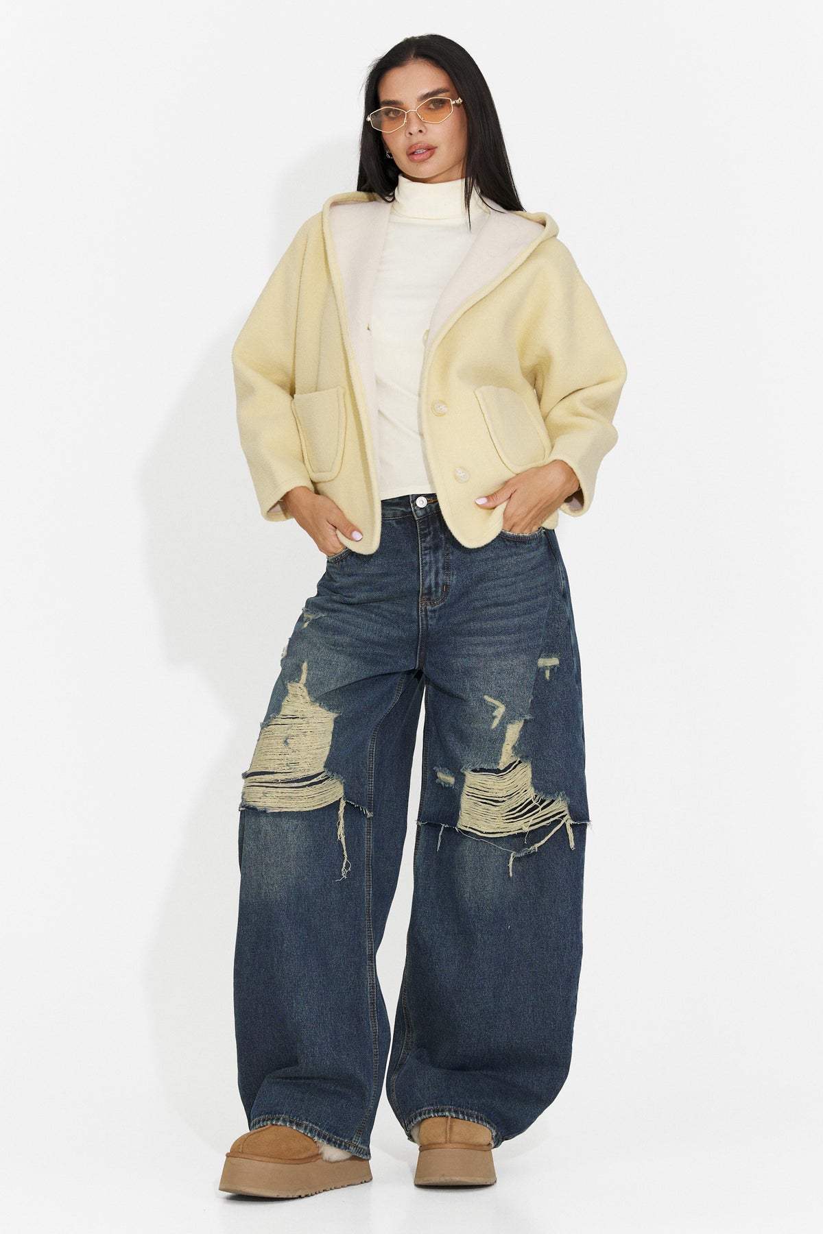 Blugi casual albastri Huzeina Bogas