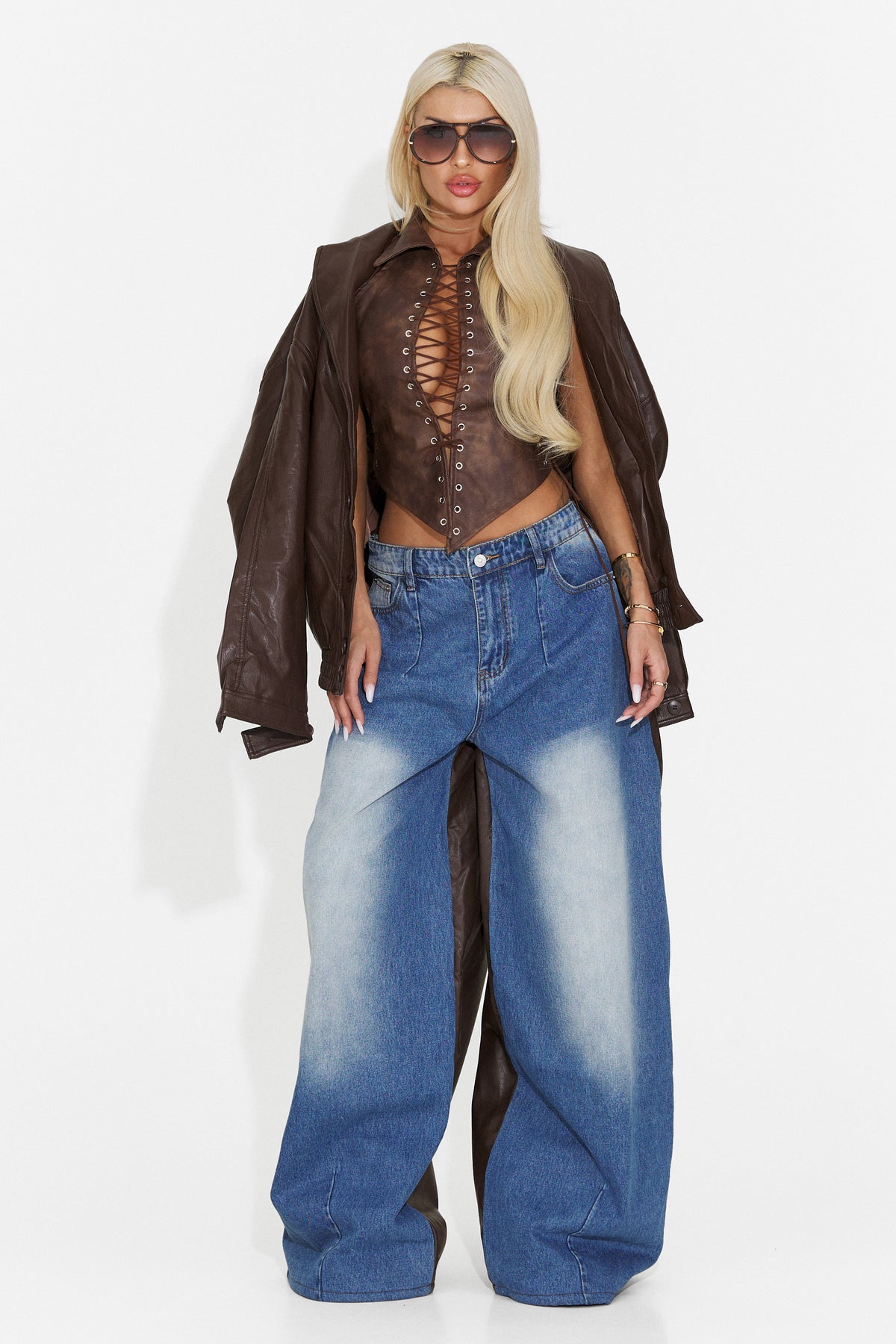 Blugi casual albastri Marazina Bogas