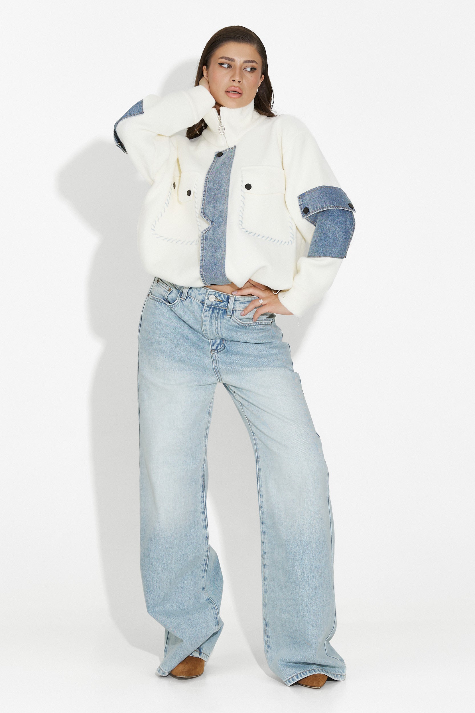 Aurenza Bogas Női Kék Farmer Nadrág Casual Stílusban