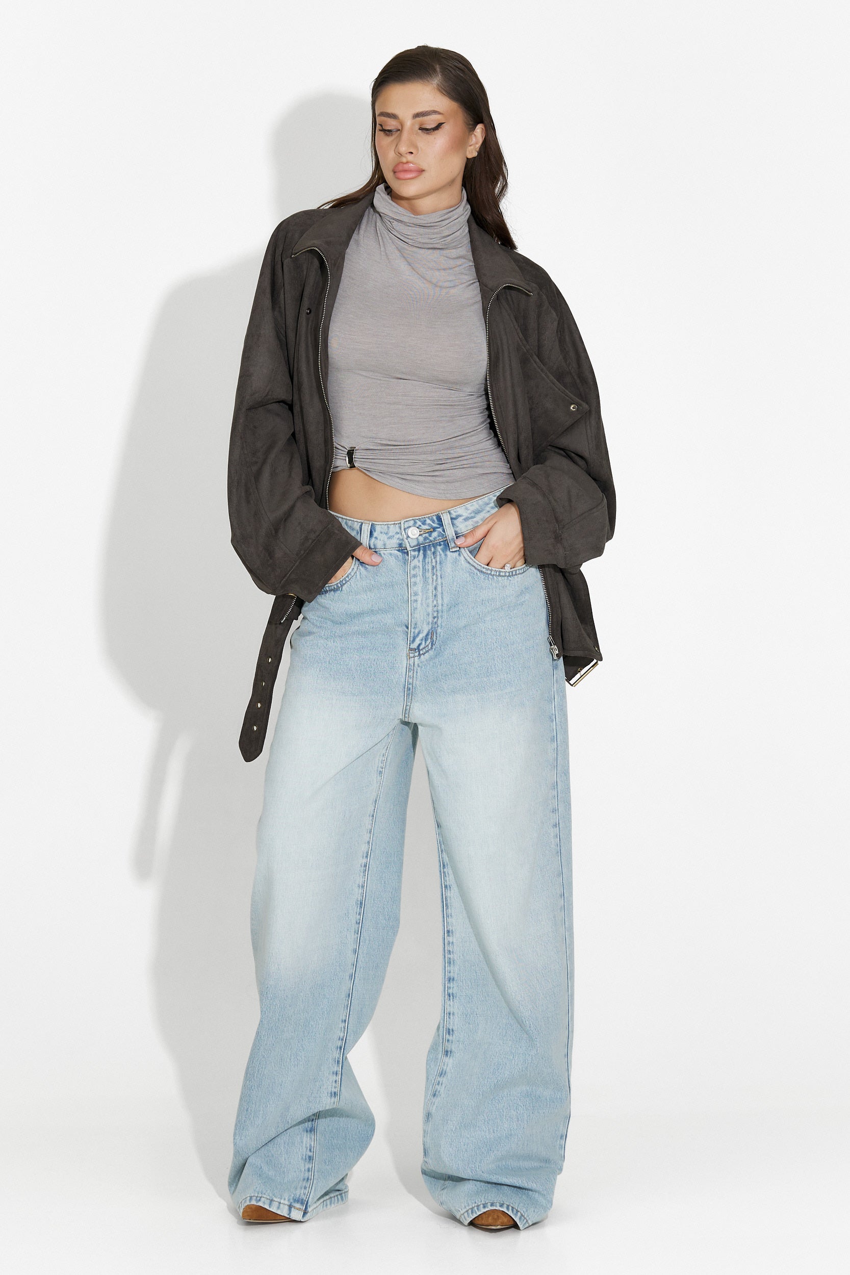 Aurenza Bogas Női Kék Farmer Nadrág Casual Stílusban