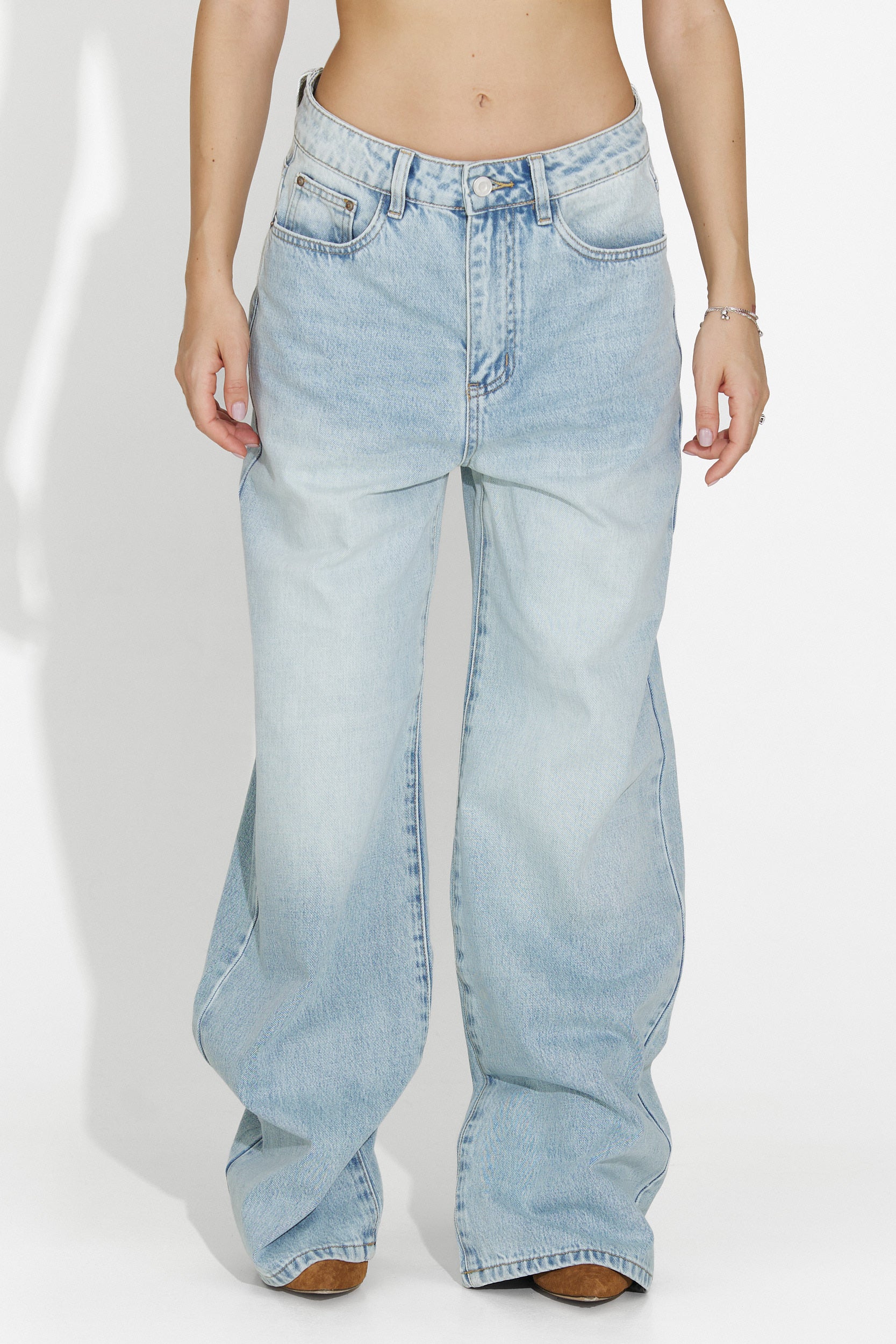 Aurenza Bogas Női Kék Farmer Nadrág Casual Stílusban