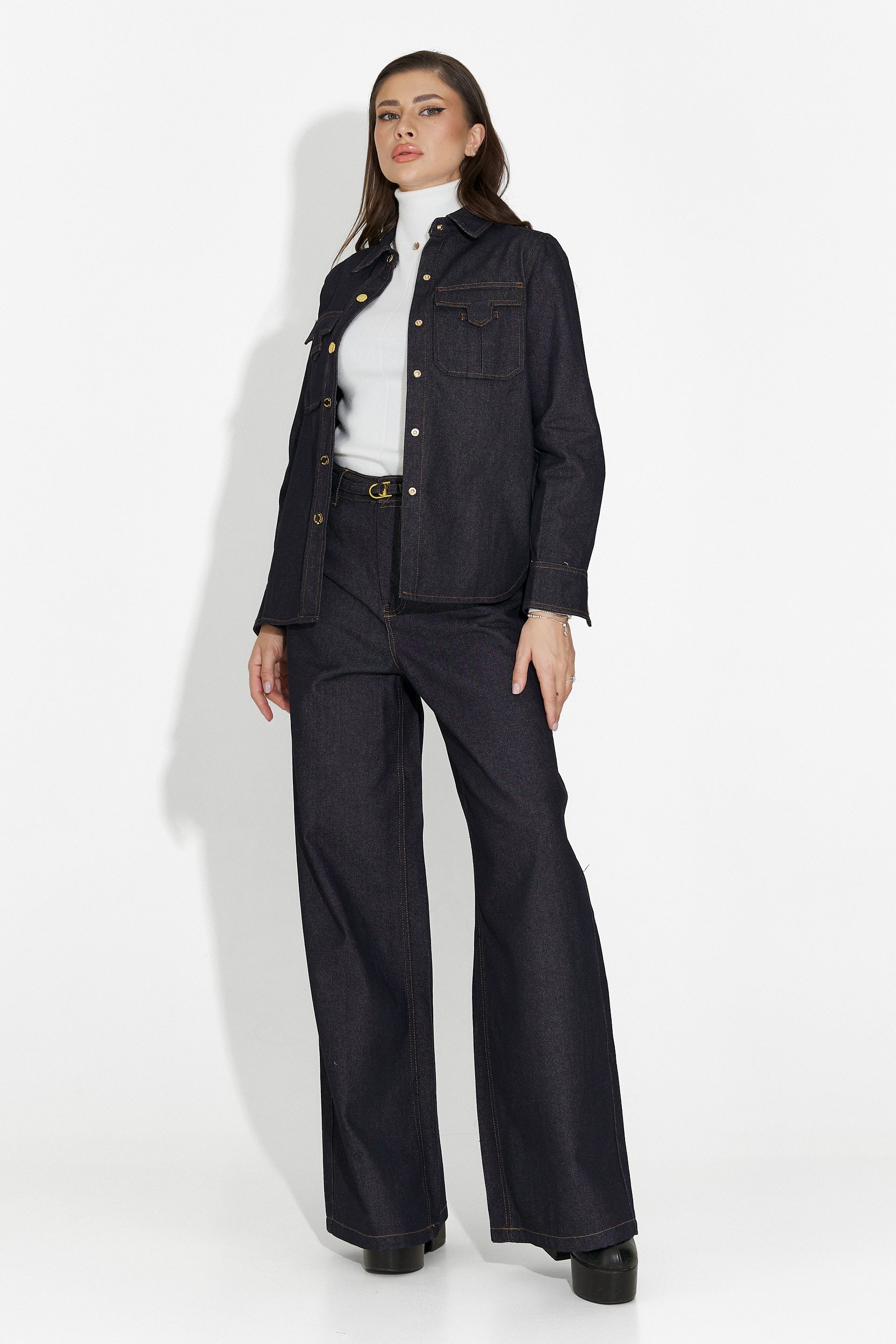 Flovira Bogas női lezser tengerészkék farmernadrág