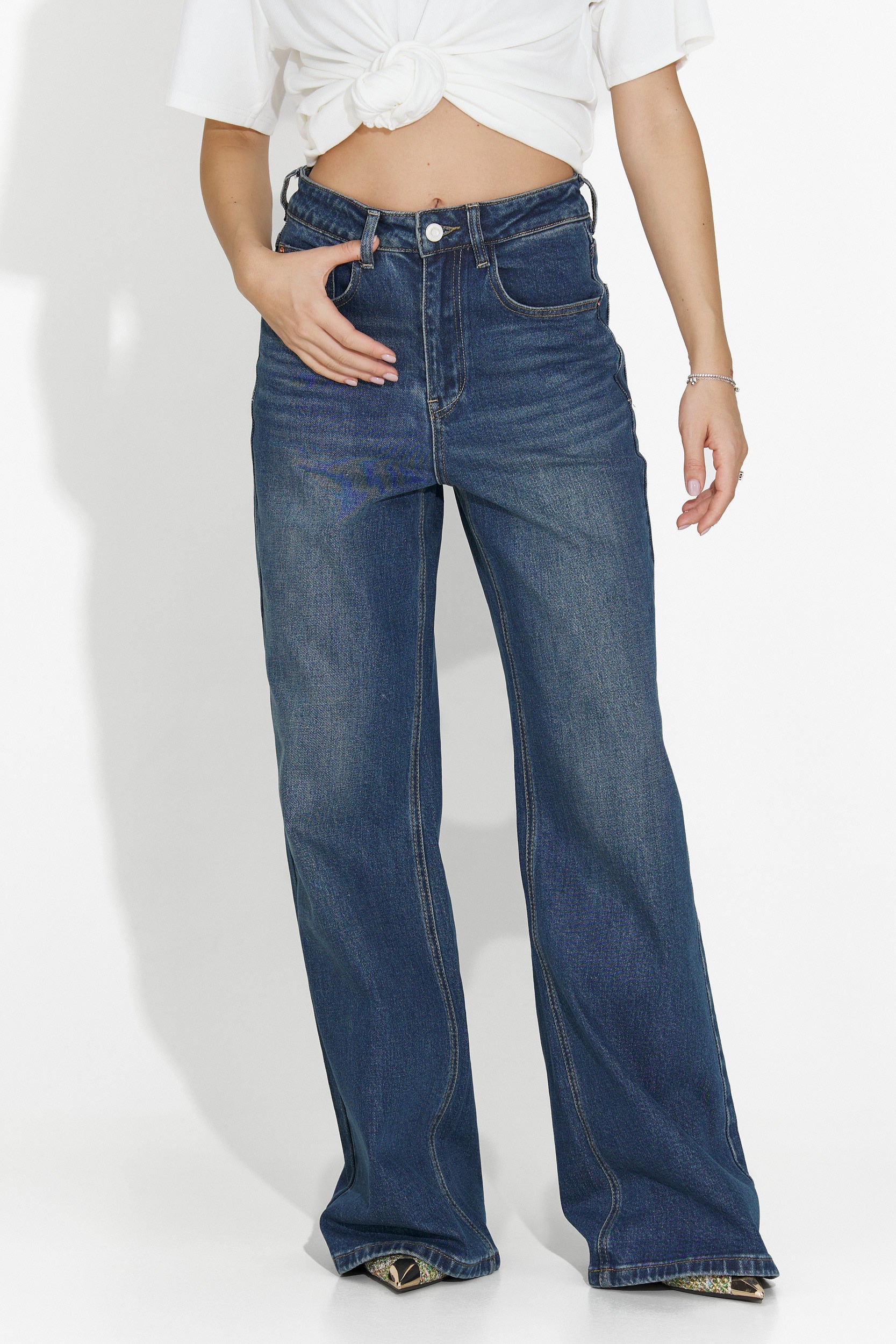 Liorena Bogas tengerészkék női alkalmi farmernadrág