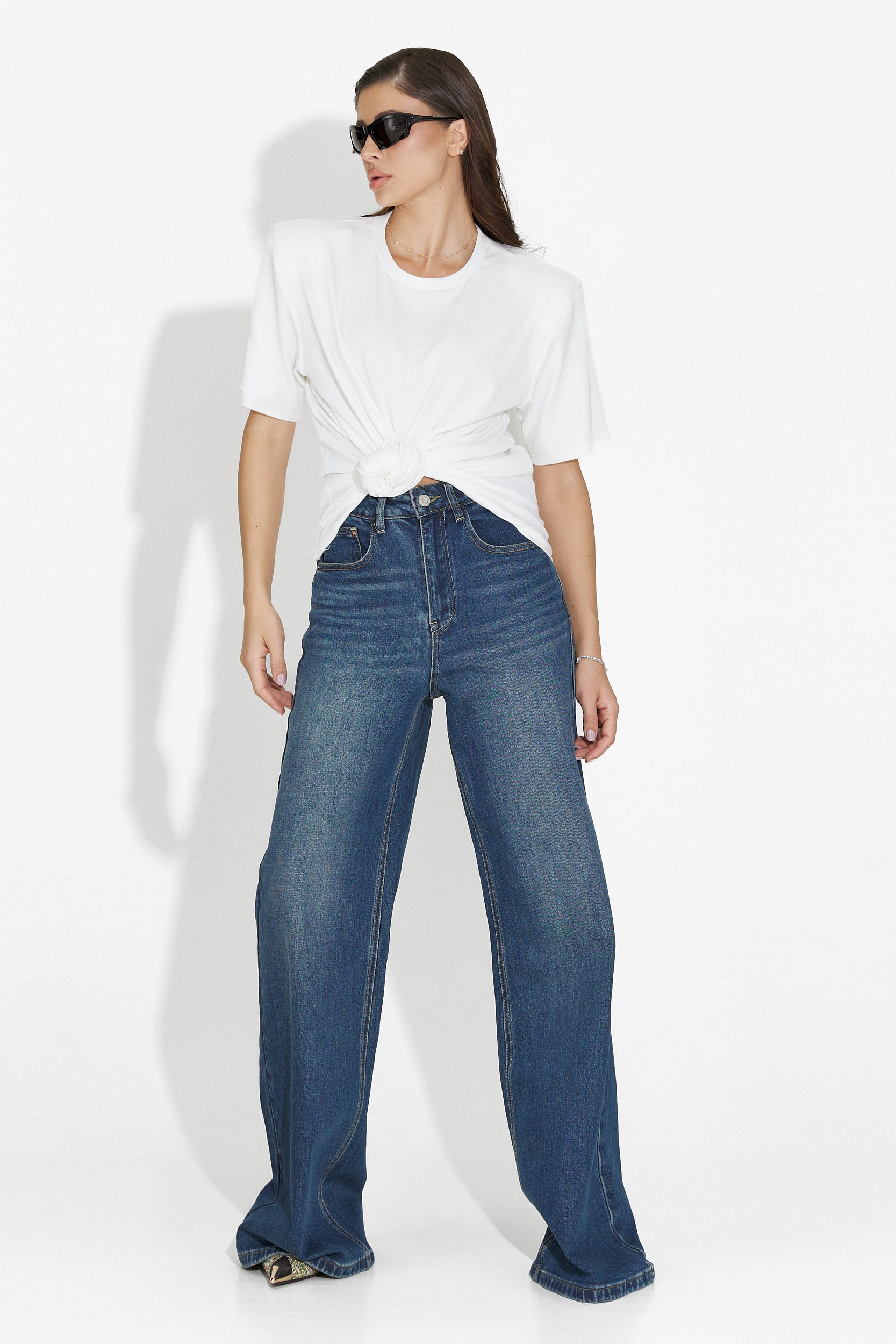 Liorena Bogas tengerészkék női alkalmi farmernadrág