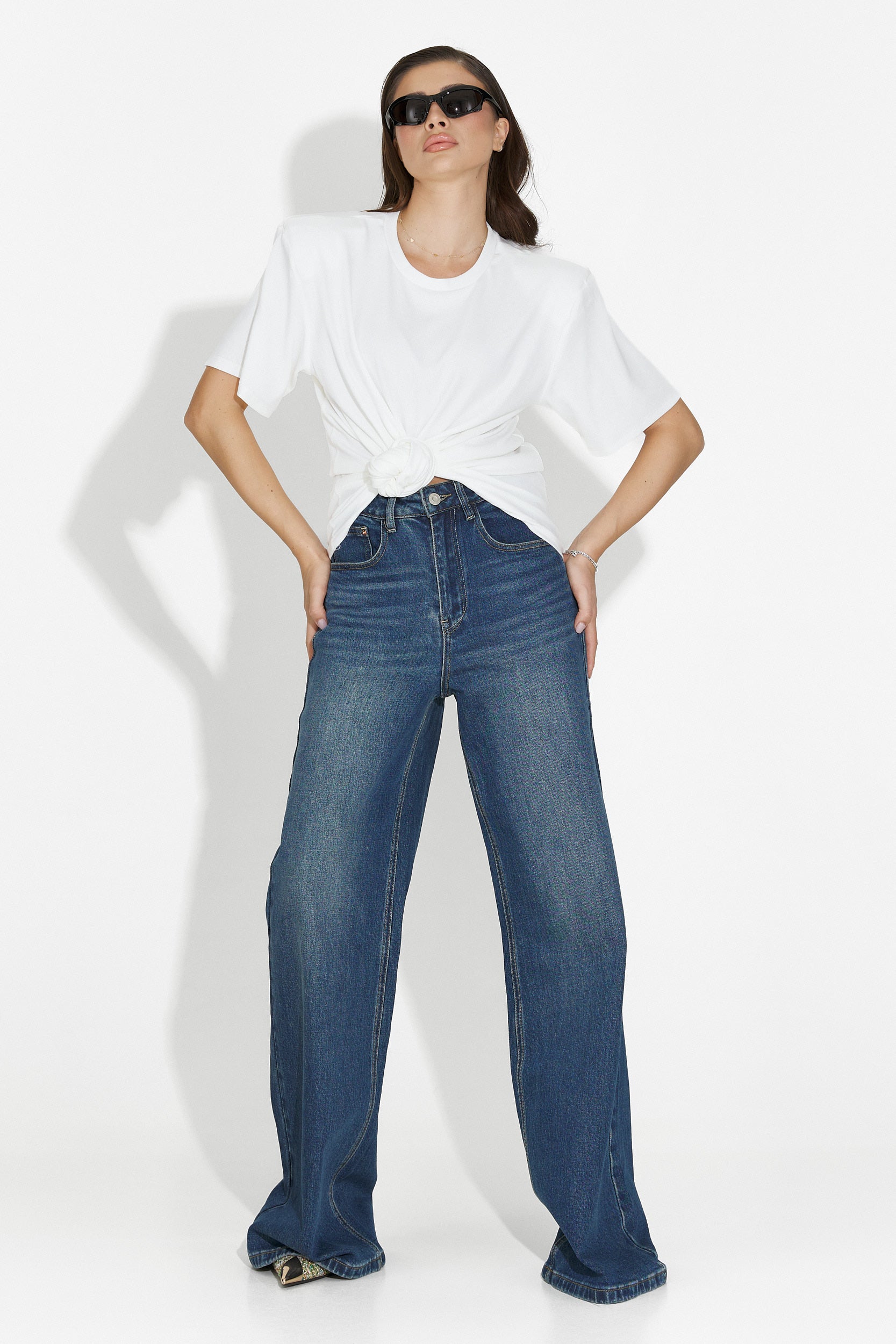 Liorena Bogas tengerészkék női alkalmi farmernadrág