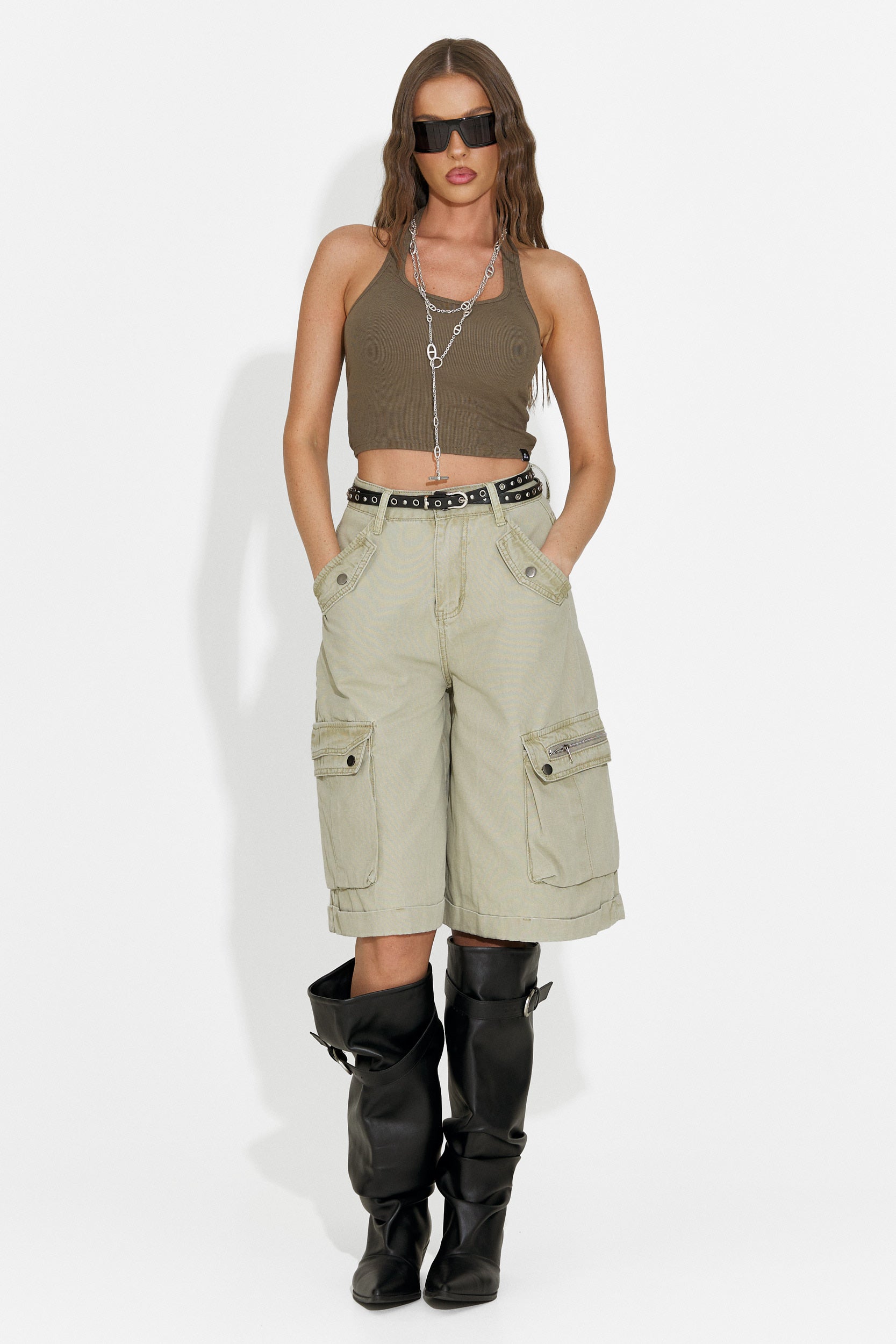 Yulanda Bogas Casual Khaki Női Farmer