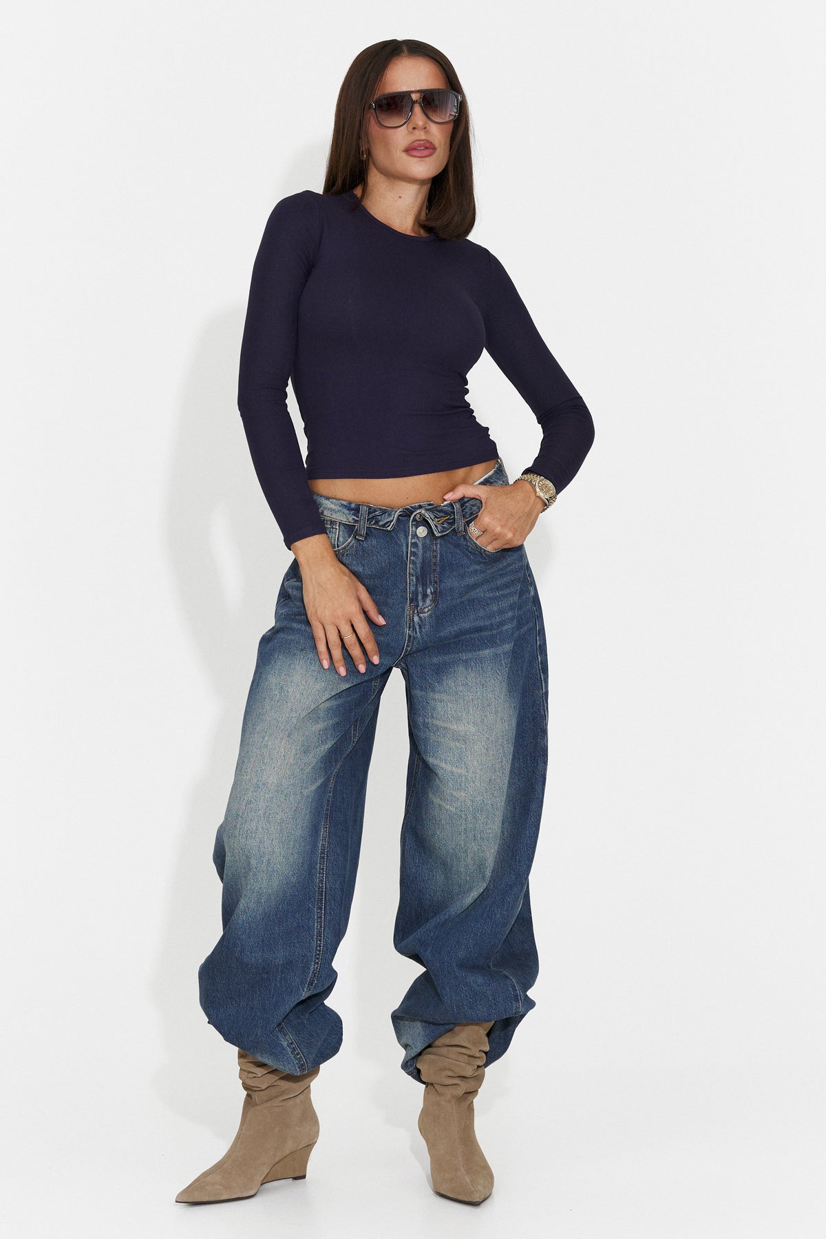Bluza casual bleumarin Jydaora Bogas