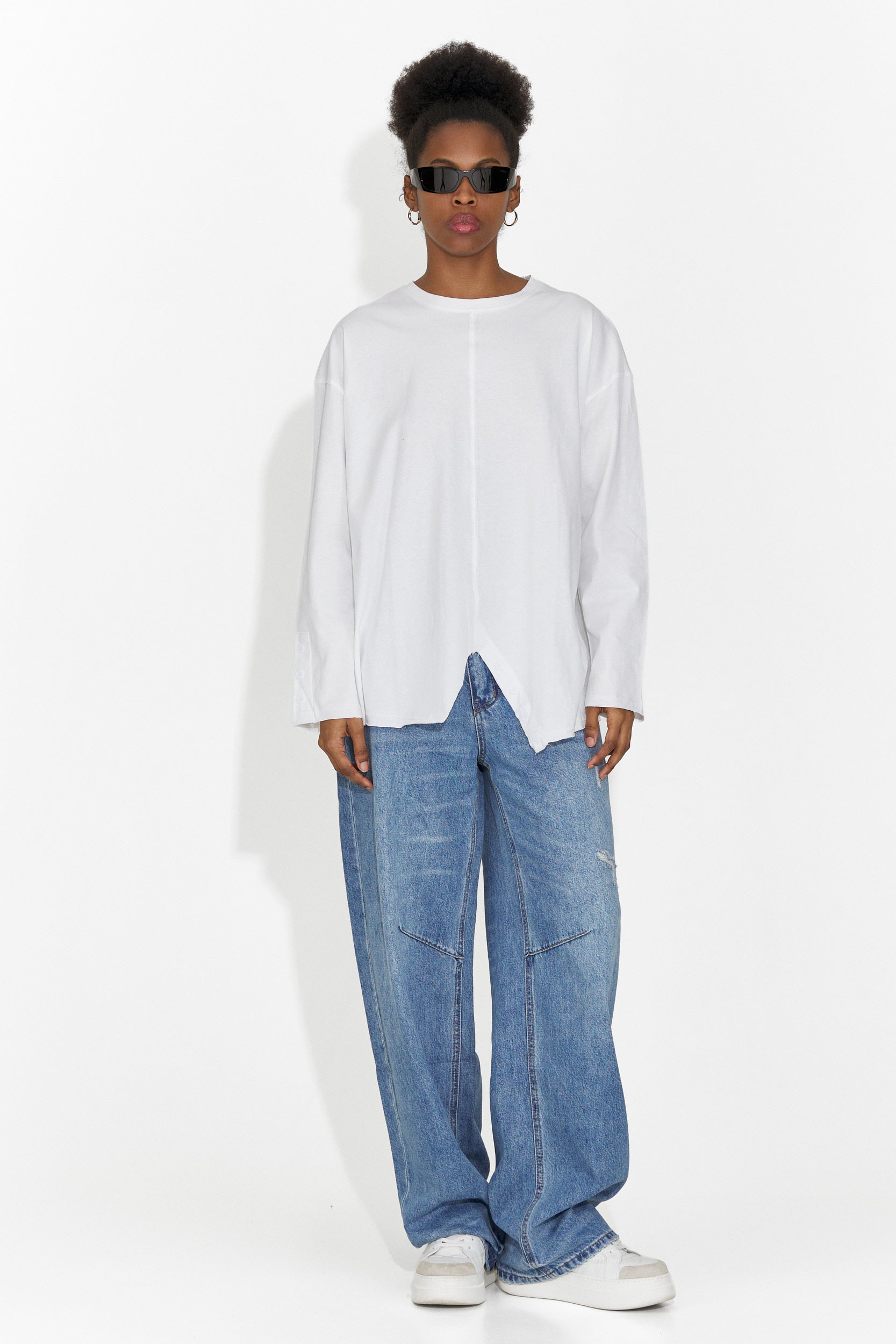 Női alkalmi fehér blúz Chandana Bogas