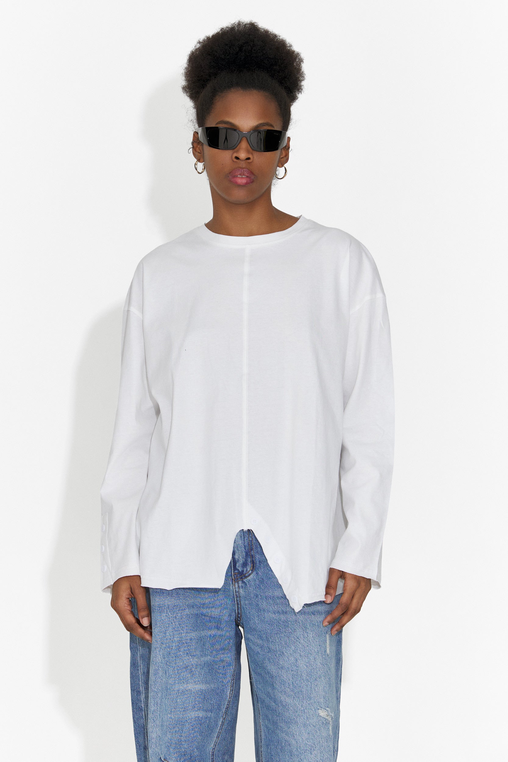 Női alkalmi fehér blúz Chandana Bogas