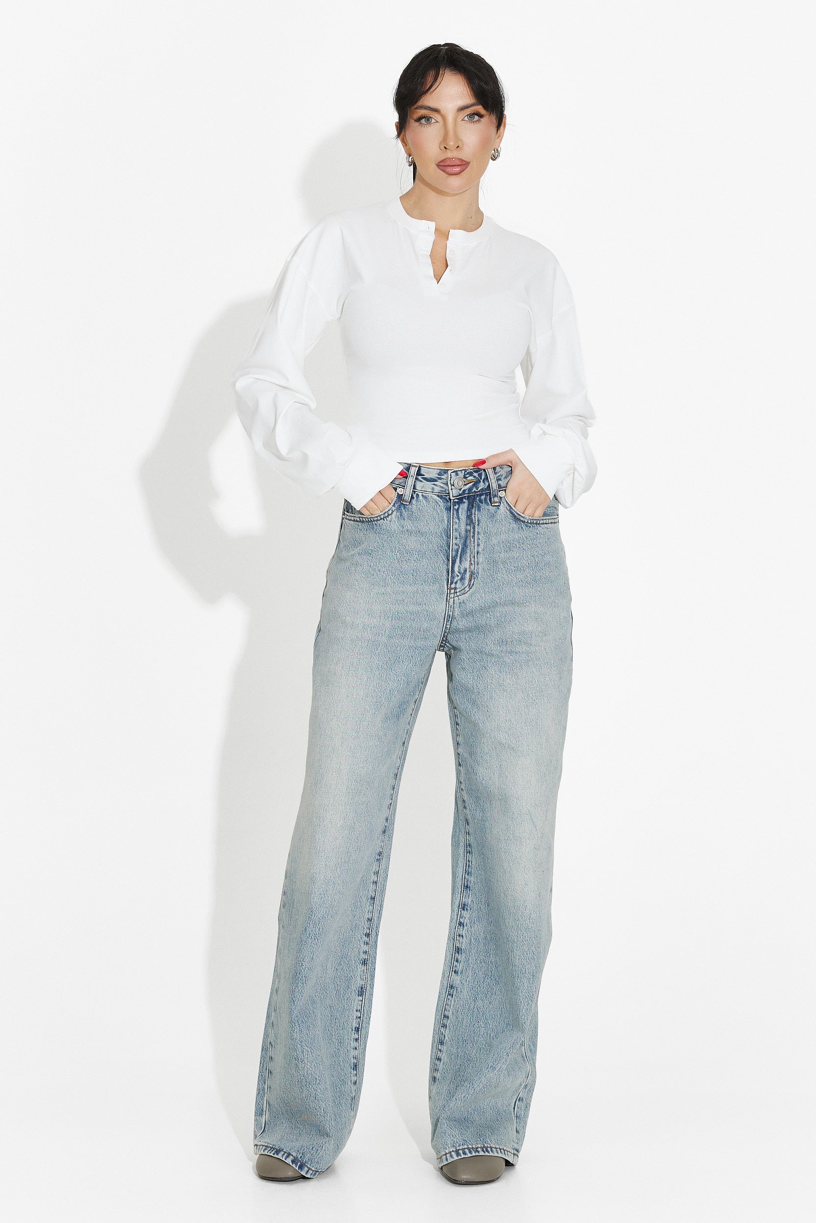 Női alkalmi fehér blúz Tivora Bogas