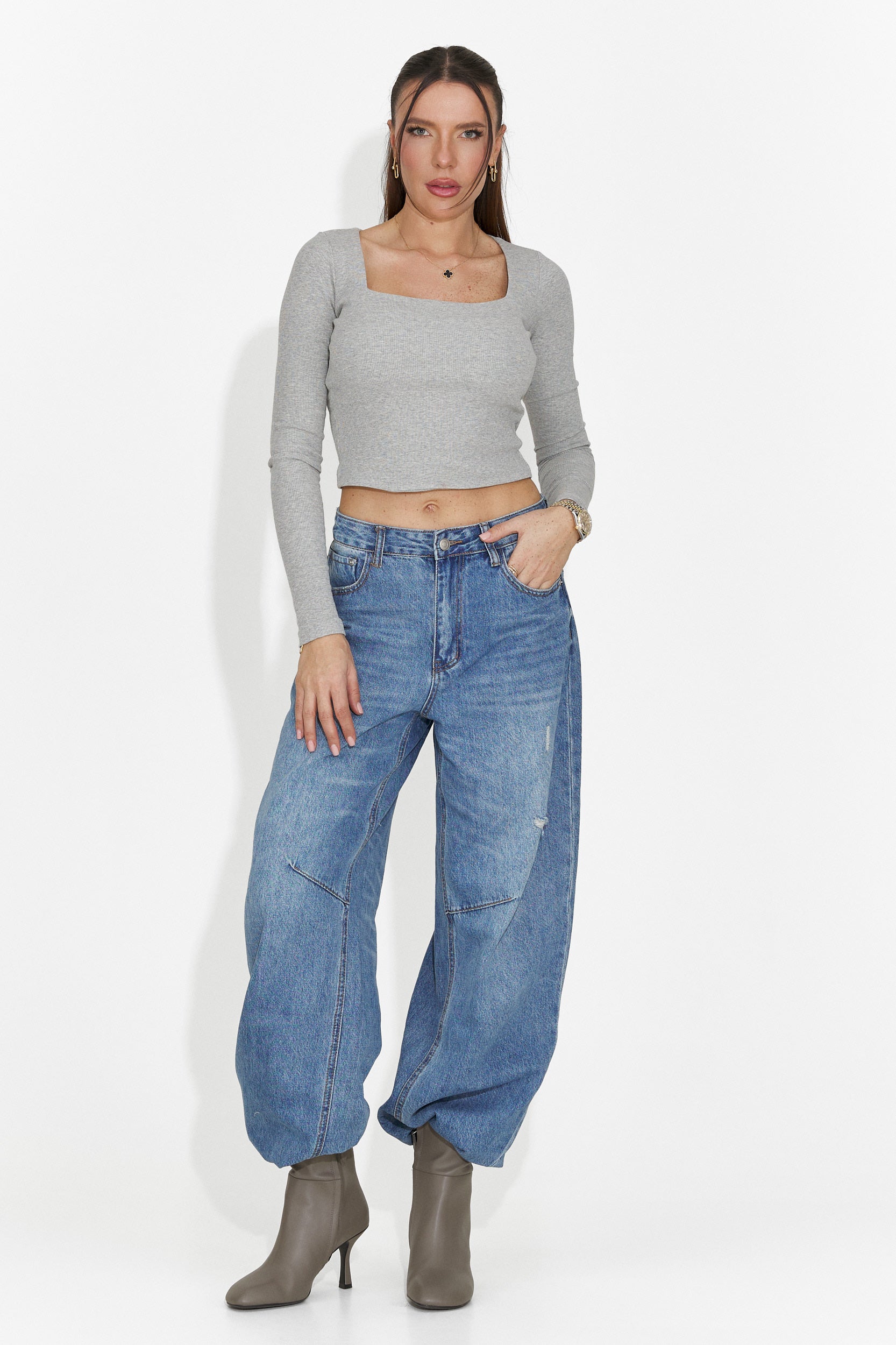 Dariana Bogas Hétköznapi Szürke Női Blúz