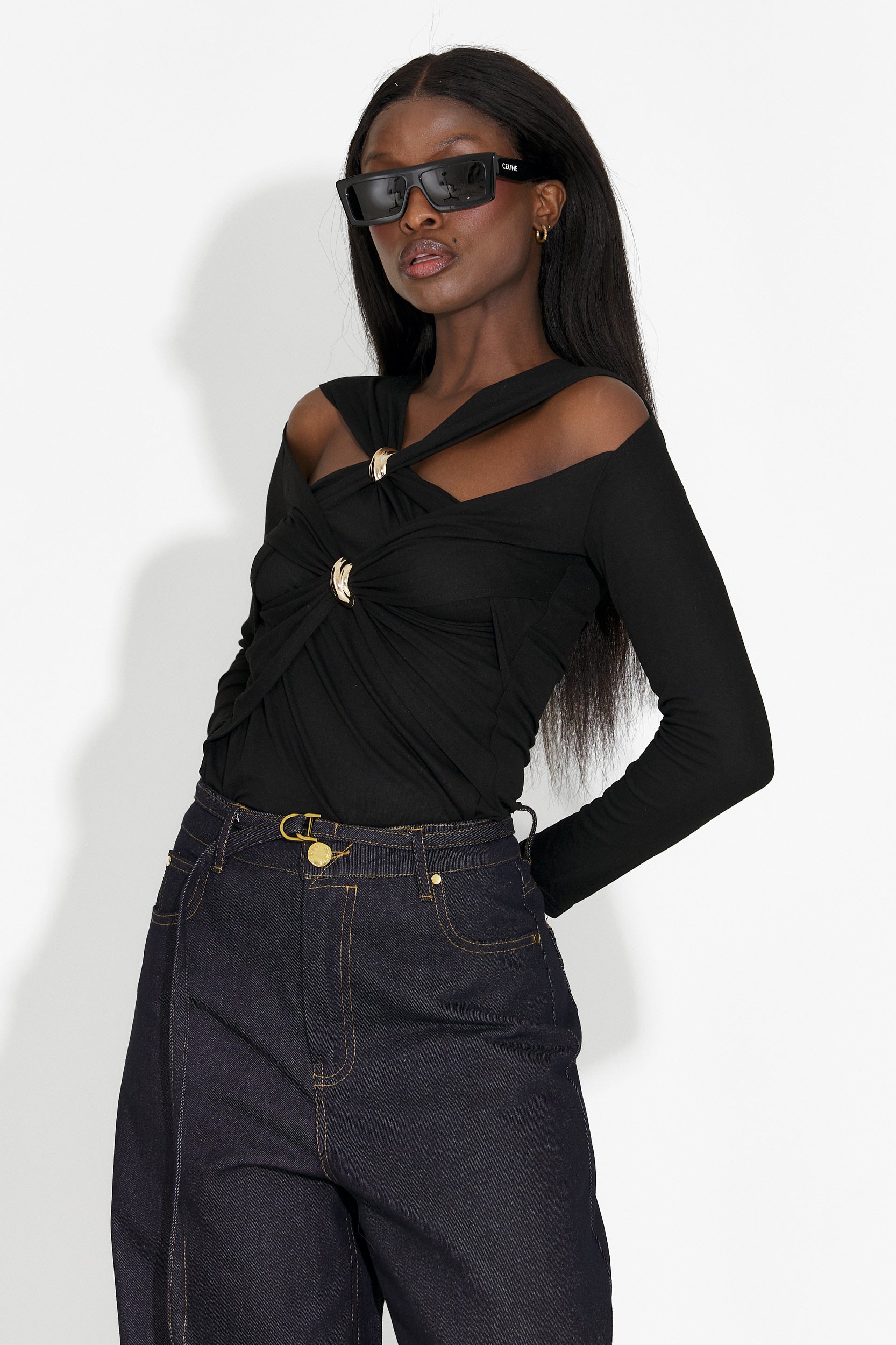 Favira Bogas alkalmi fekete női blúz