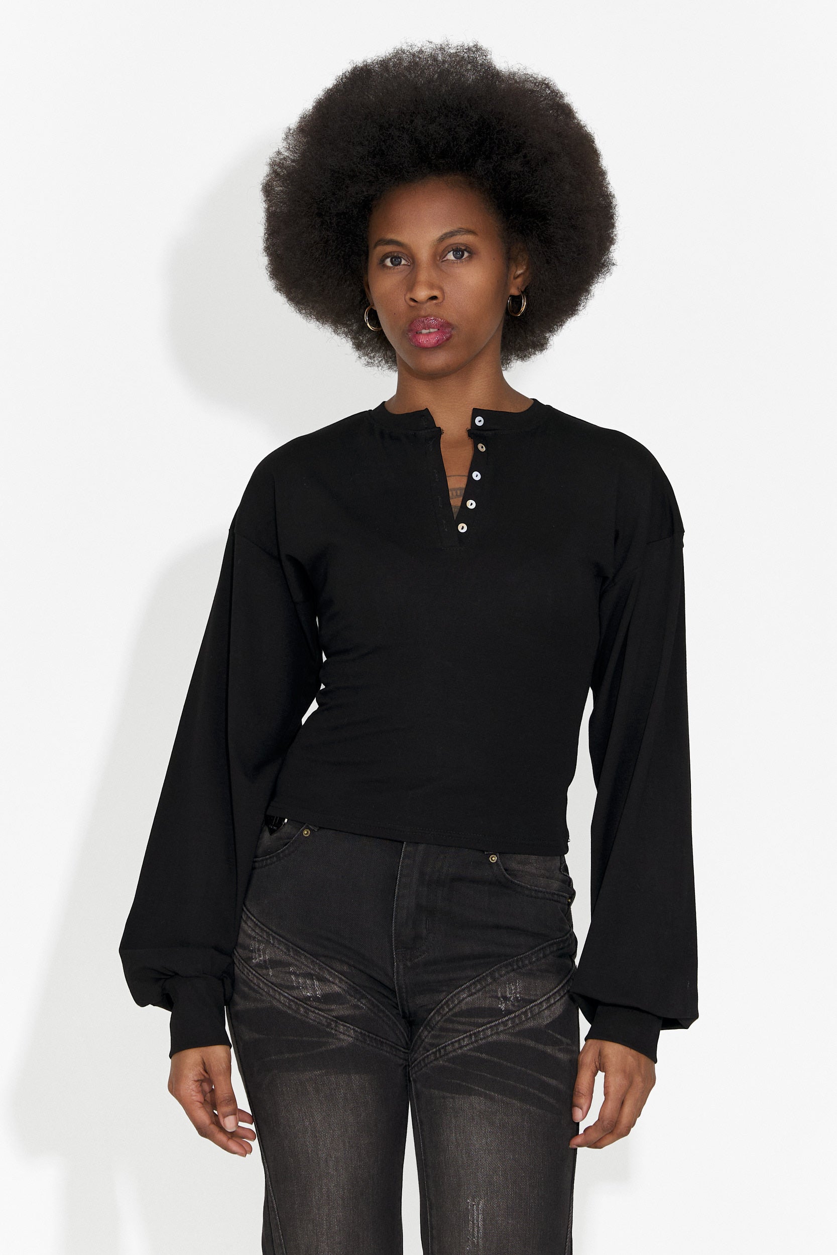 Női alkalmi fekete blúz Tivora Bogas