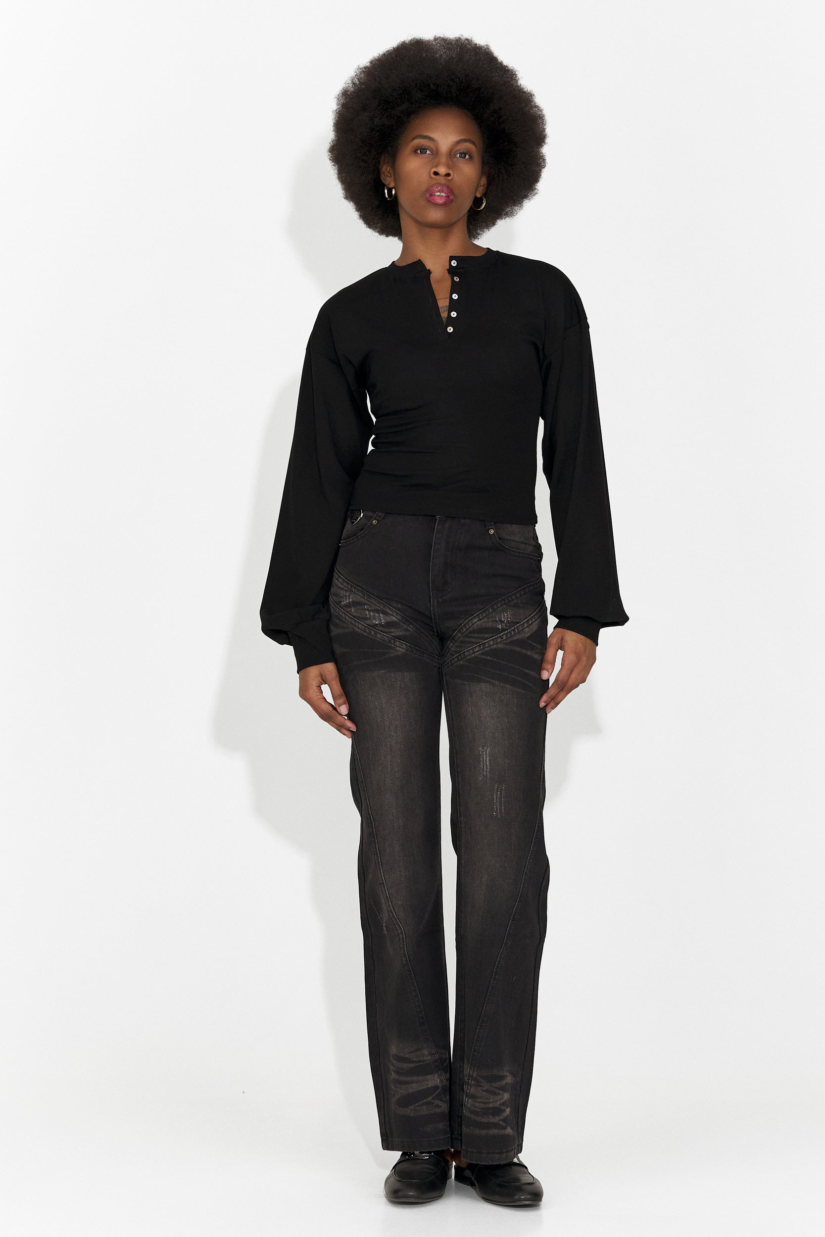 Női alkalmi fekete blúz Tivora Bogas