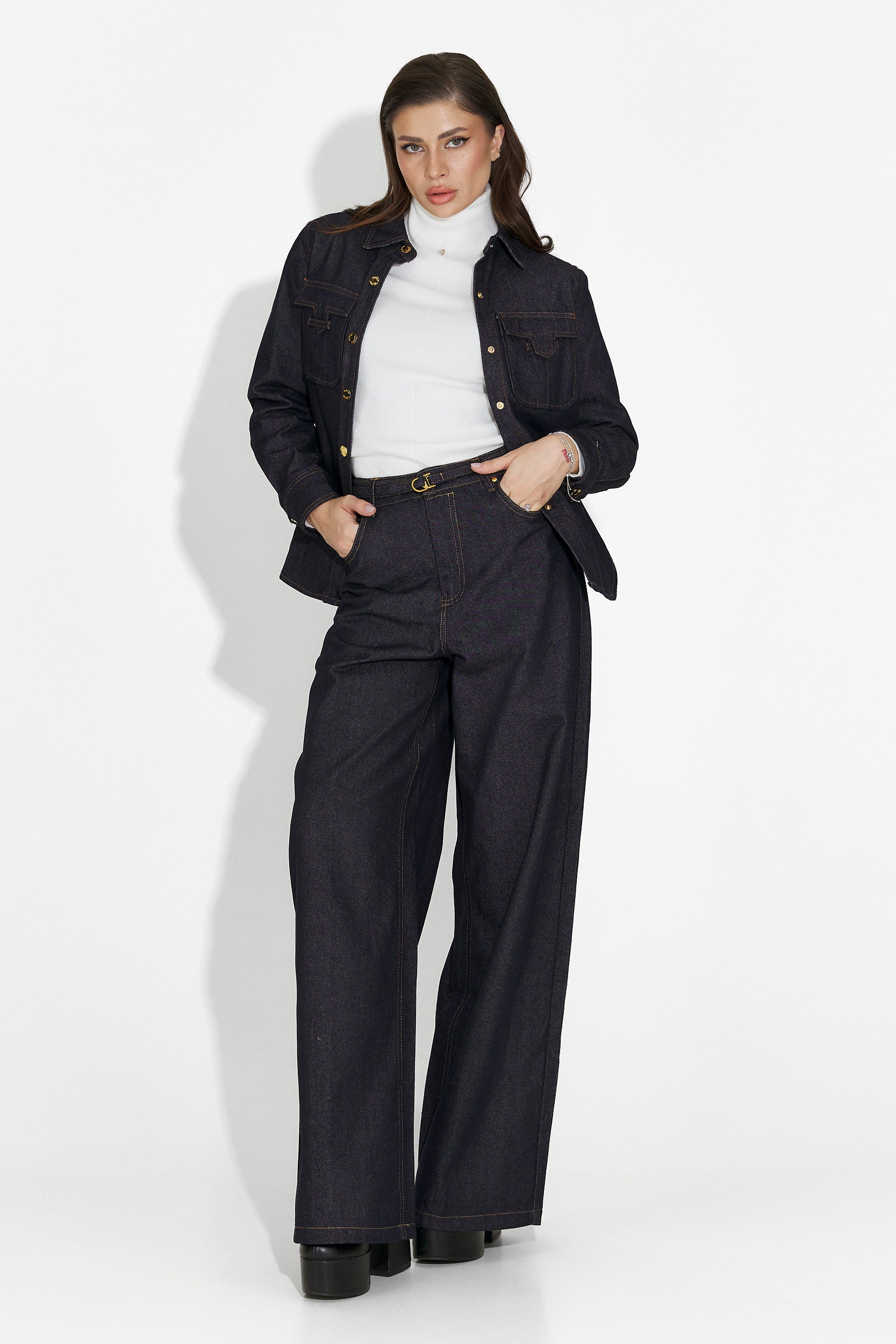 Melena Bogas Tengerészkék Lazac Női Ing