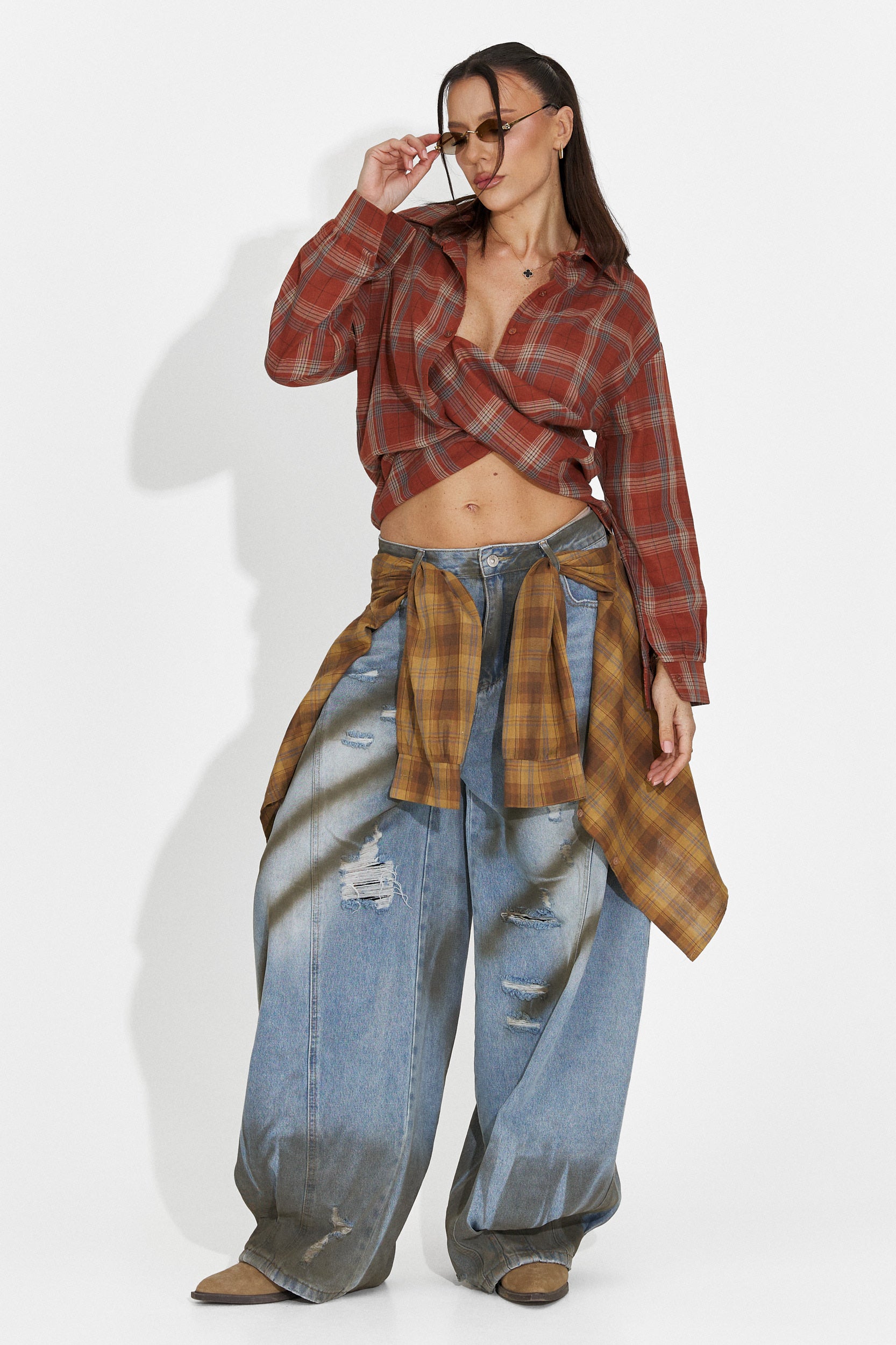 Laza Tégla Piros Női Ing Barcely Bogas