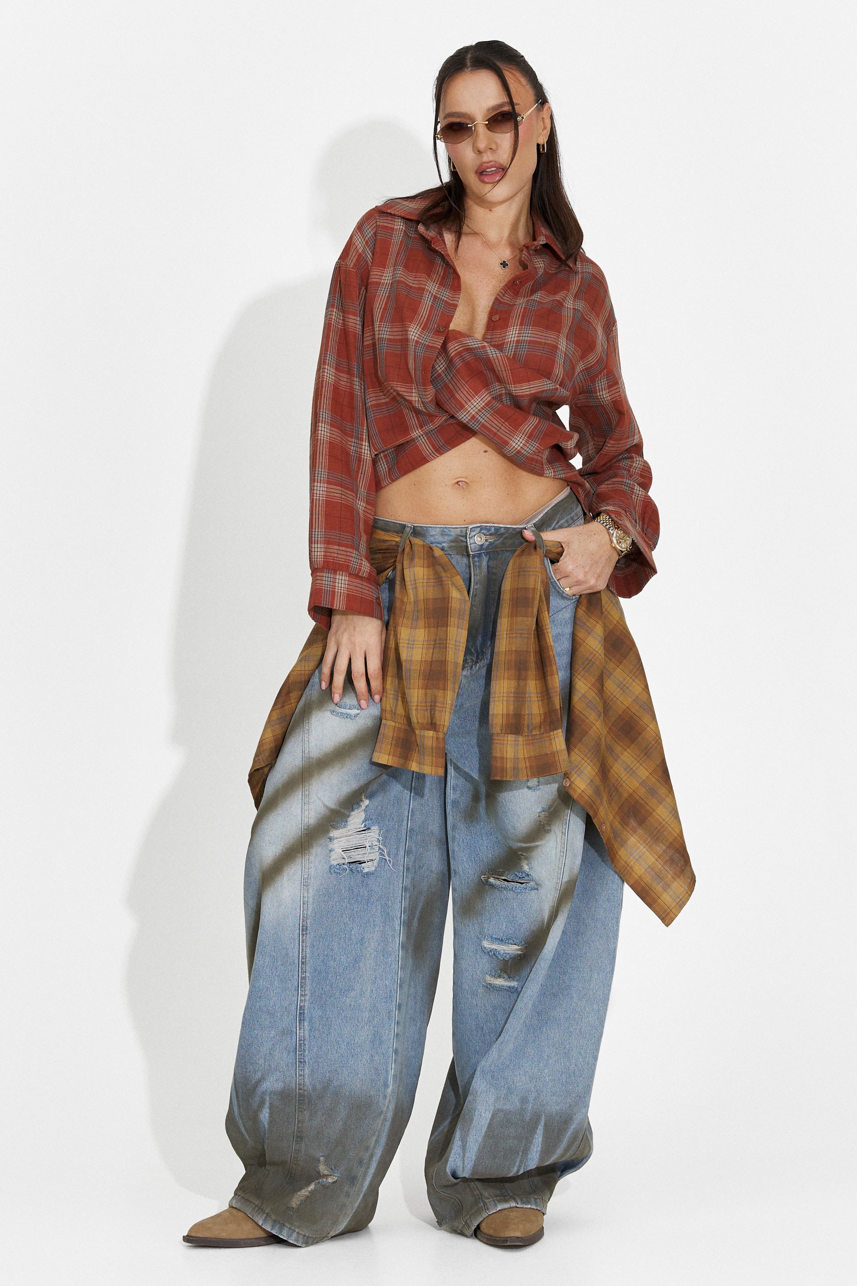 Laza Tégla Piros Női Ing Barcely Bogas