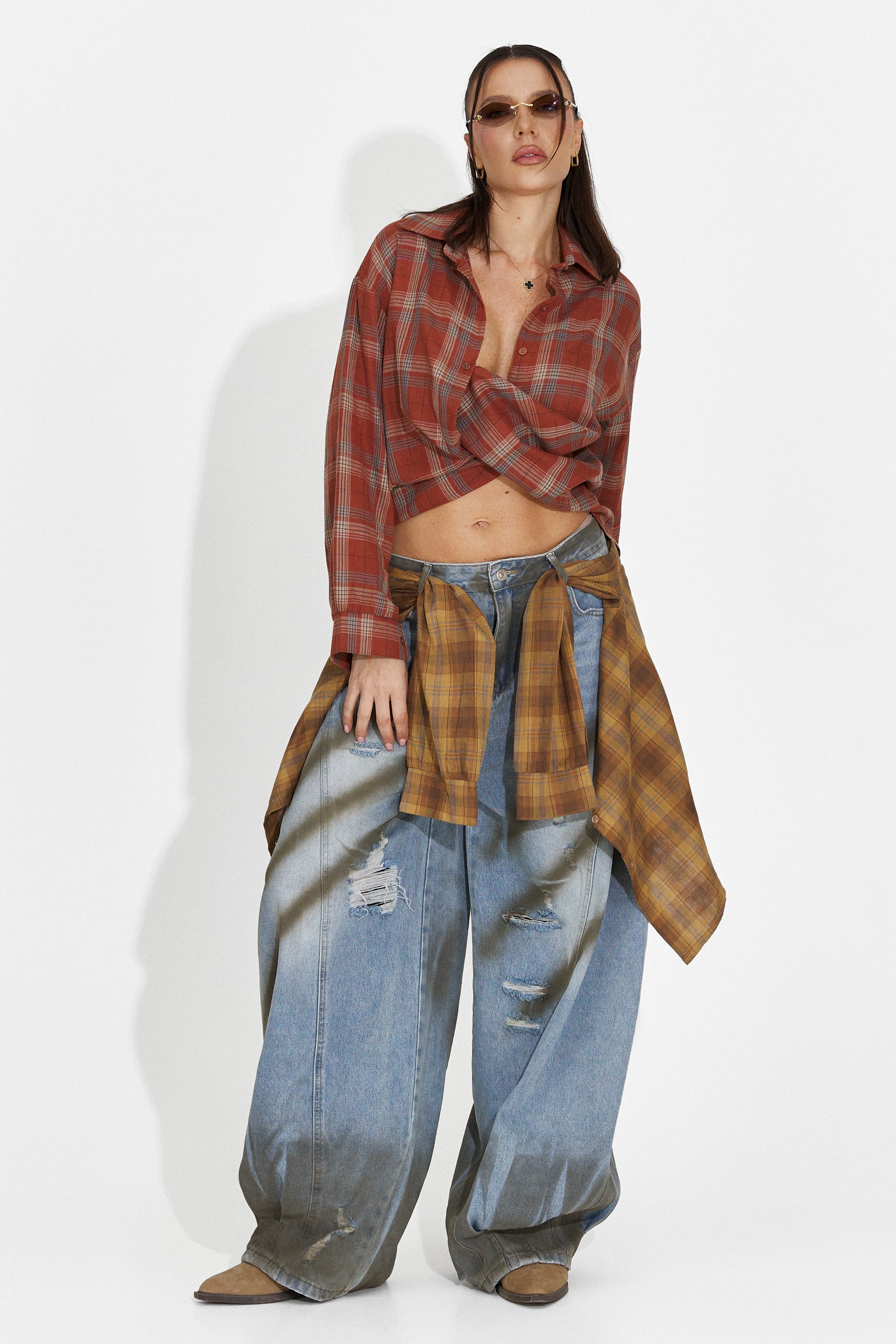 Laza Tégla Piros Női Ing Barcely Bogas