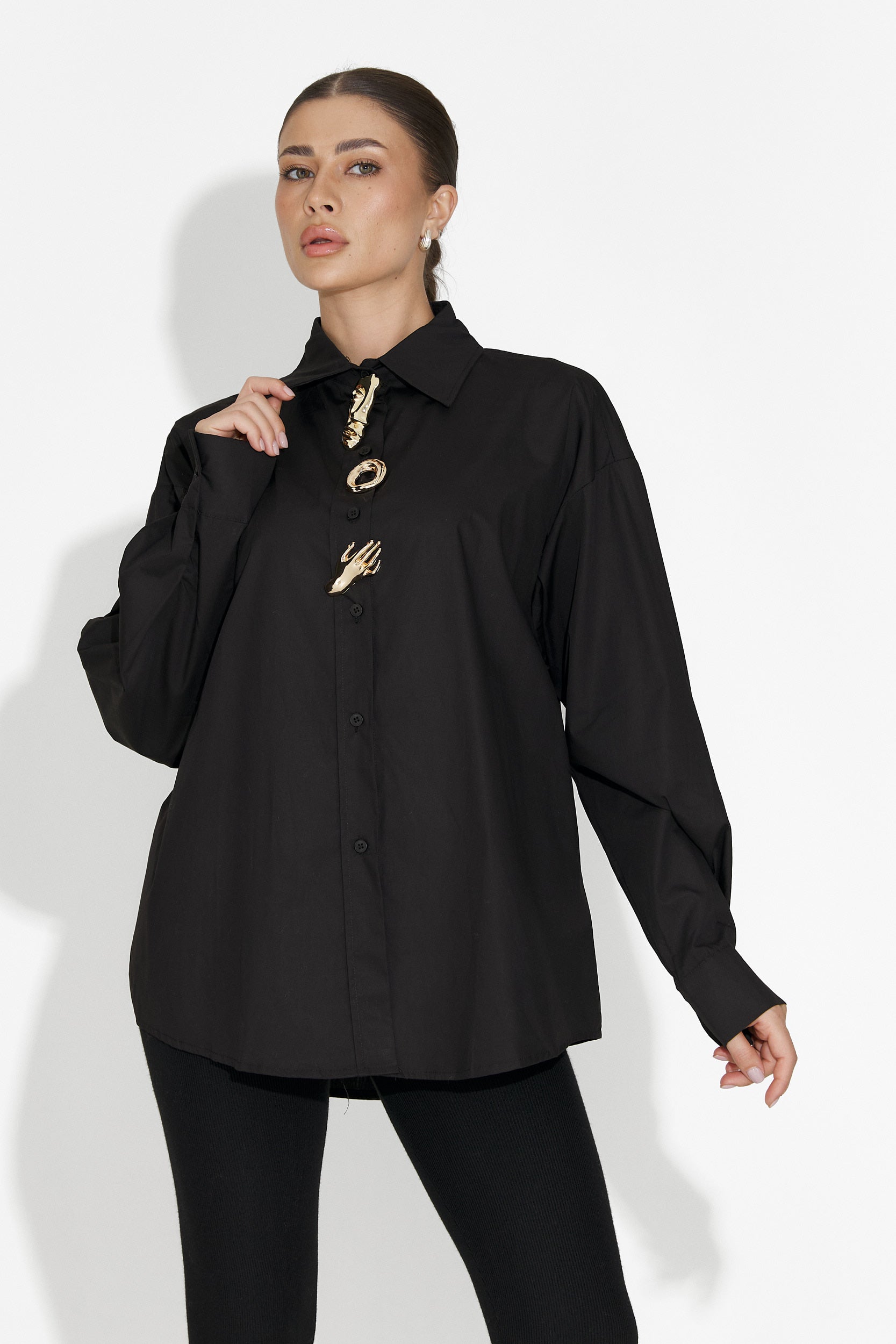 Feyora Bogas Elegáns Fekete Női Ing