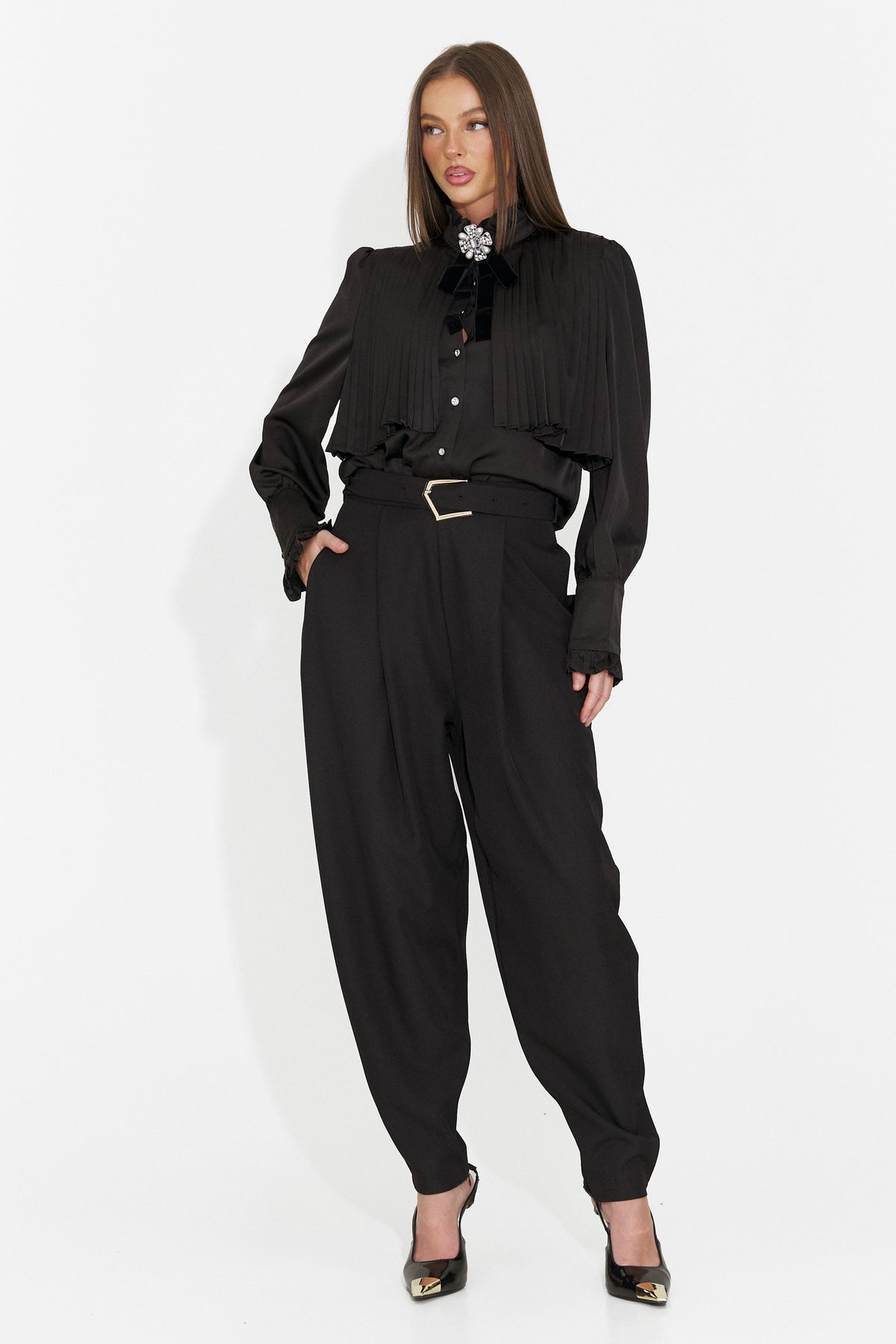 Camasa eleganta neagra Tranetova Bogas