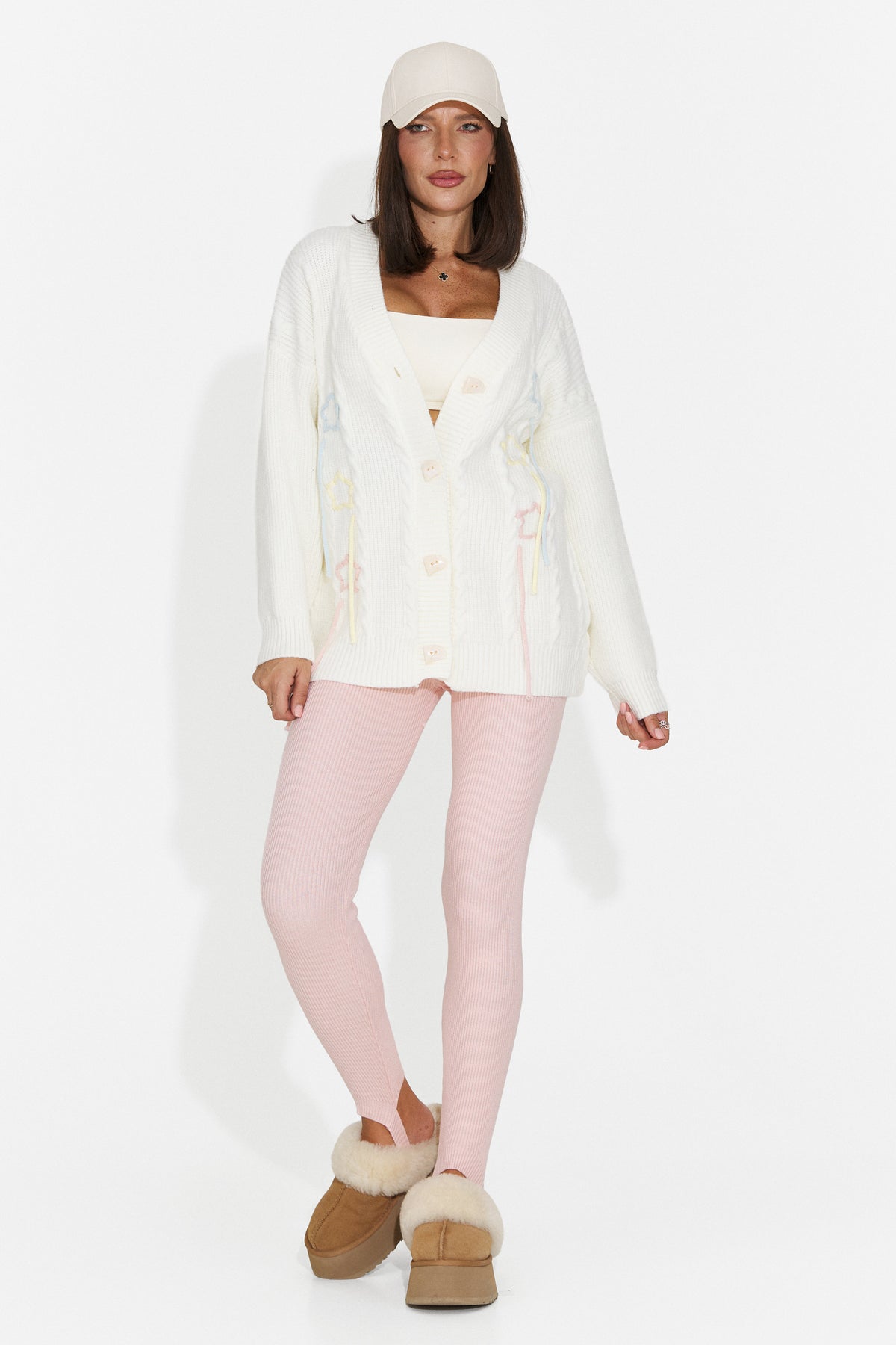 Cardigan casual alb Kemivaora Bogas