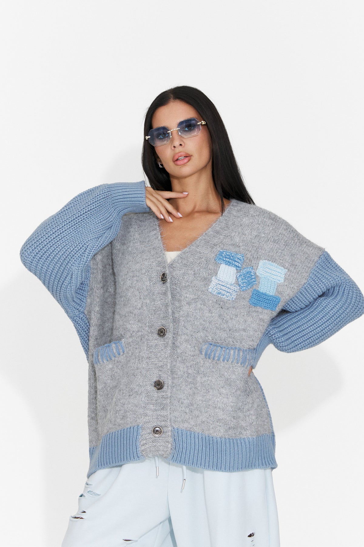 Cardigan casual bleu Lylyra Bogas